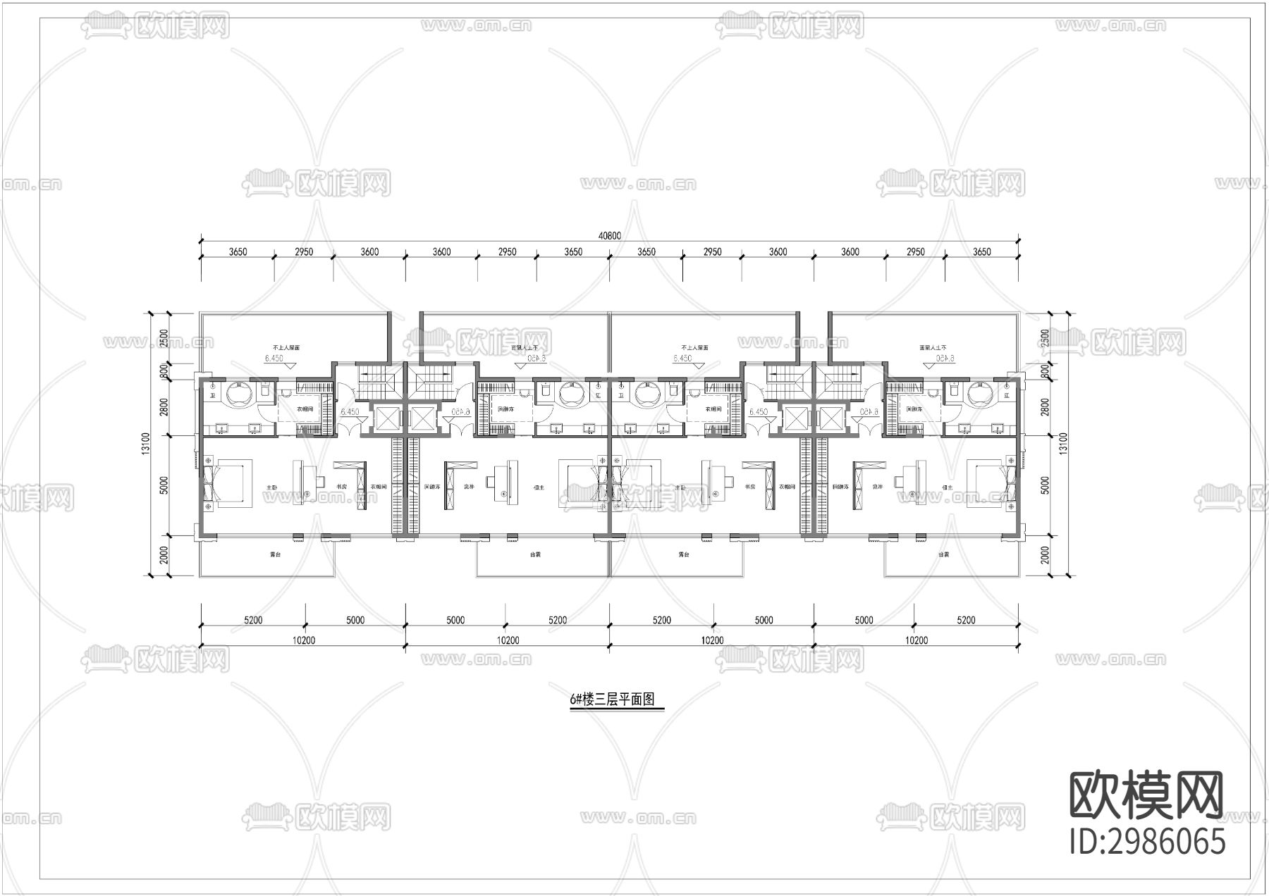 284平三层联排别墅cad施工图下载（渲染图3）