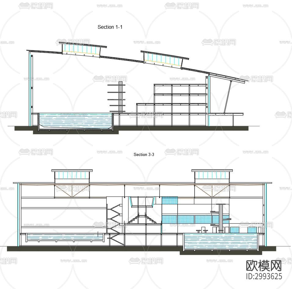 游泳池cad大样图下载（渲染图3）