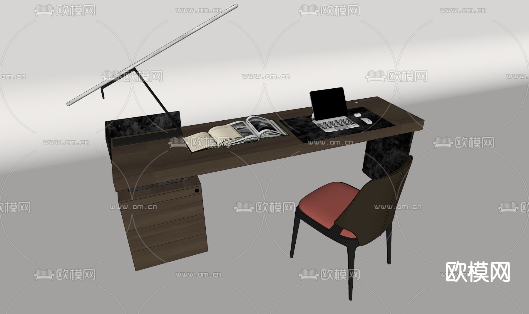 侘寂办公桌椅su模型下载（渲染图1）