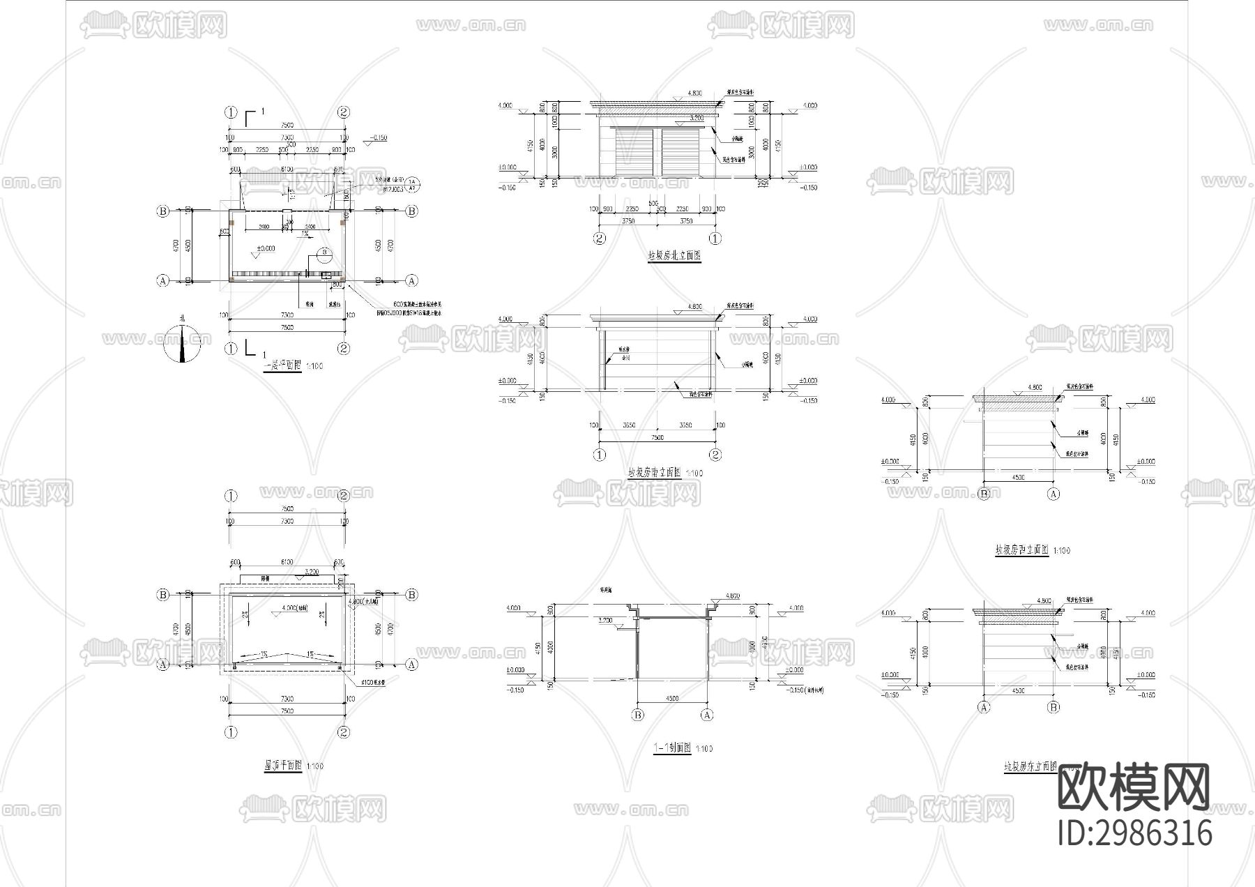 垃圾站cad平面图下载