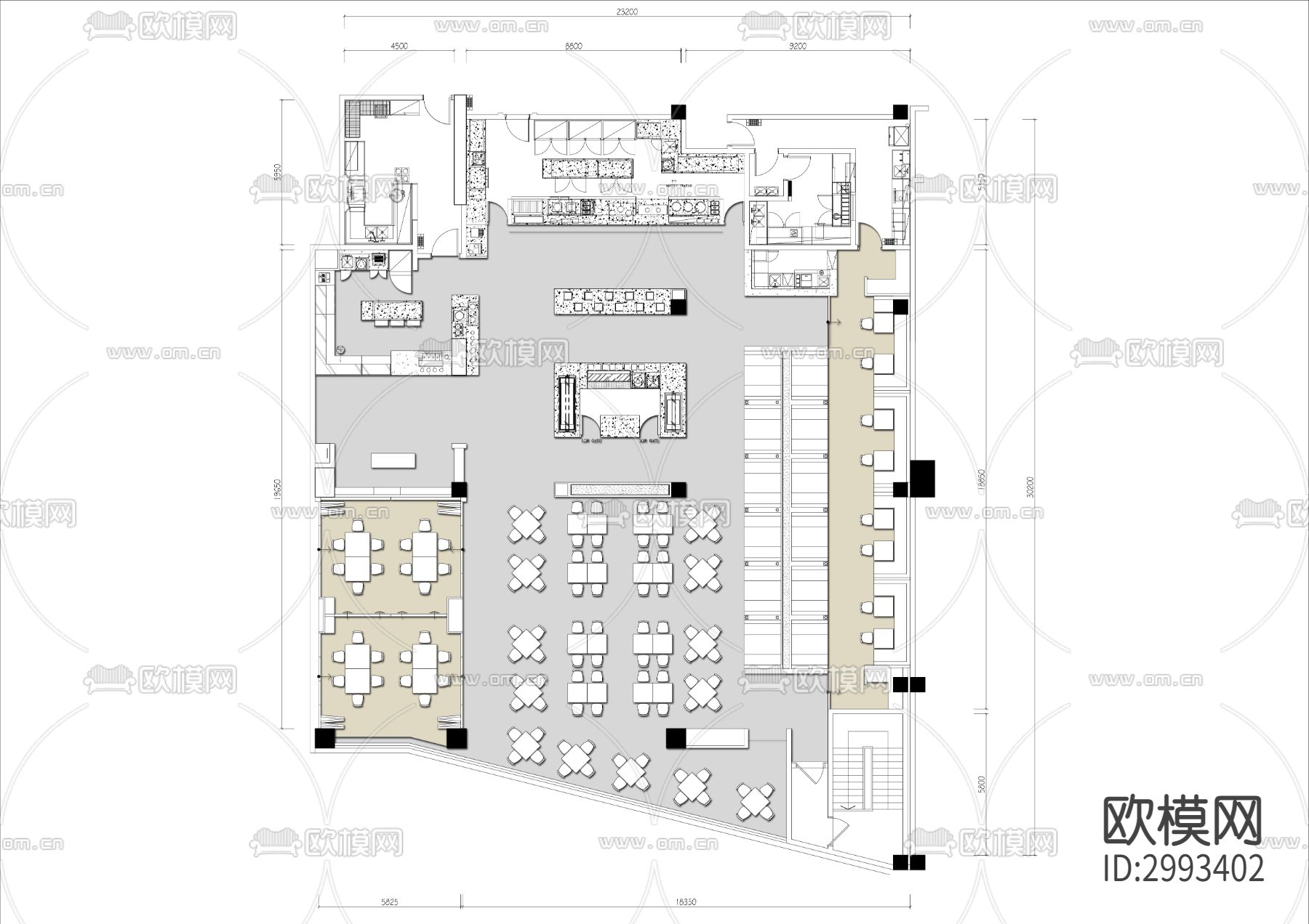 中式餐厅cad平面图下载