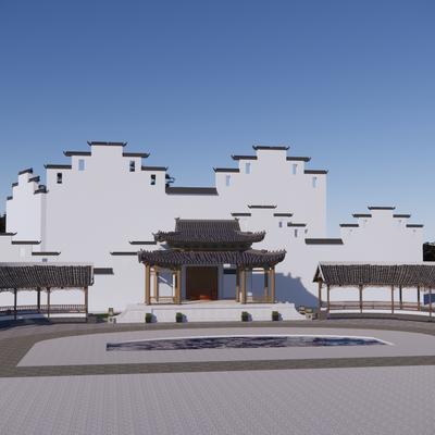  中式戏台su模型 