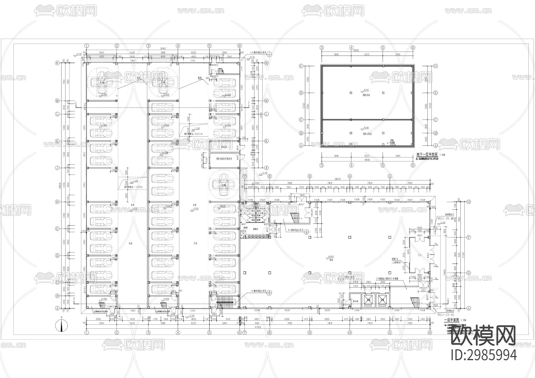 地上机械停车库cad施工图下载（渲染图1）