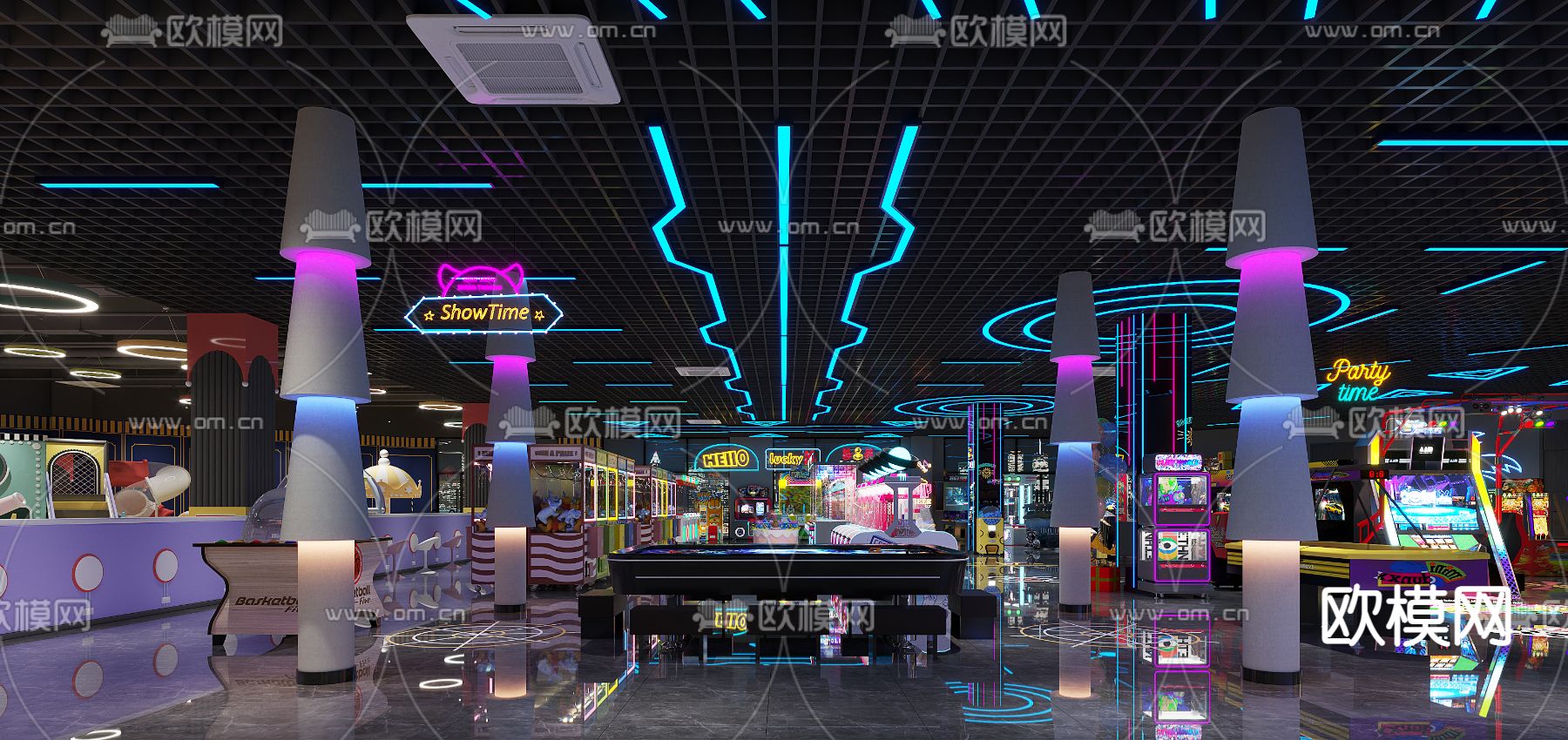 游戏厅 电玩城 娱乐城3d模型下载（渲染图4）