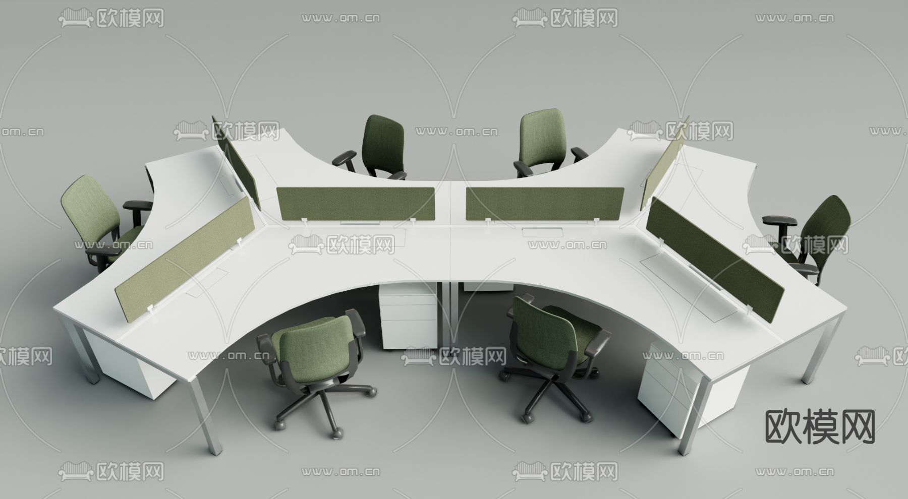 现代办公桌椅su模型下载（渲染图2）