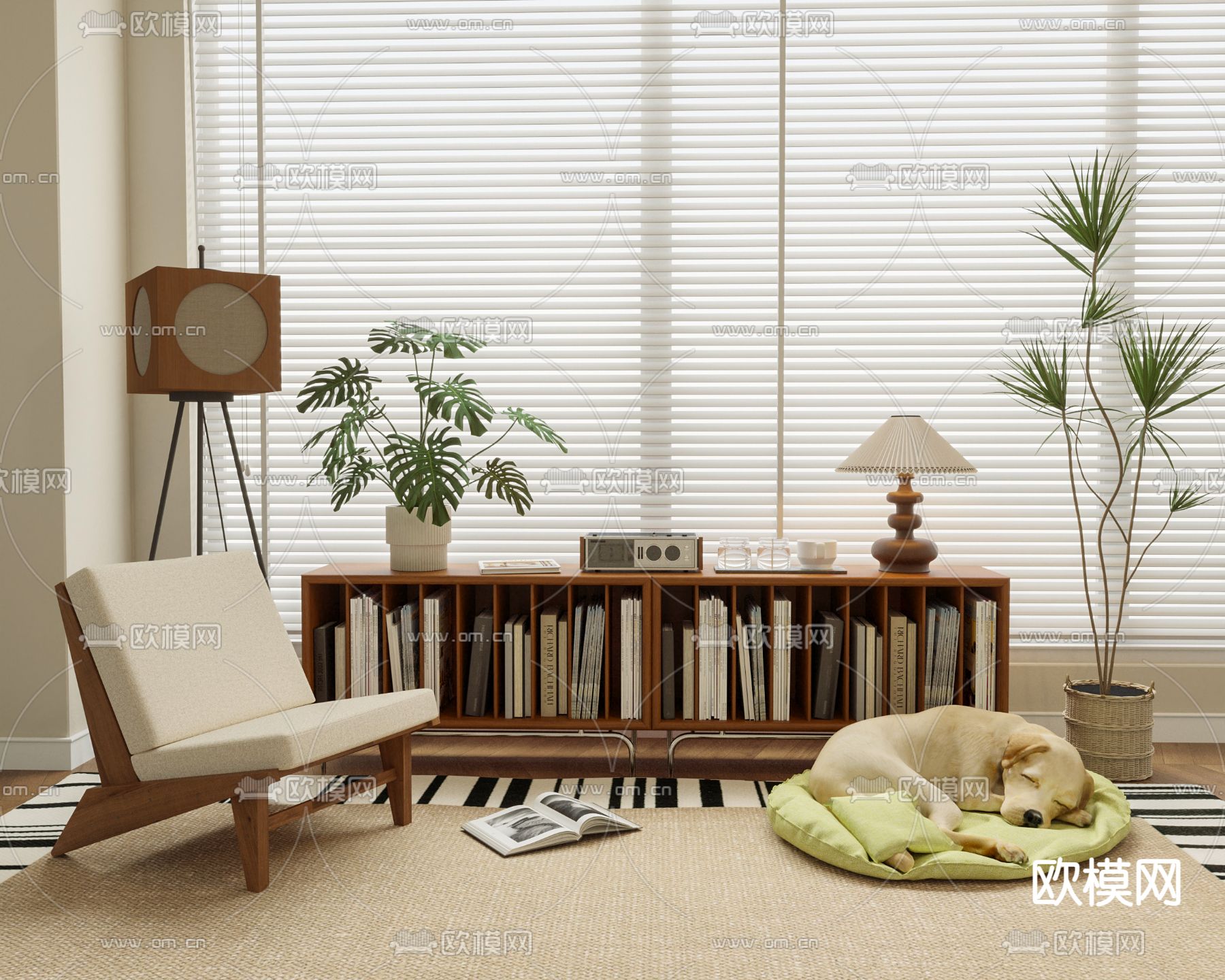 中古风书柜 矮柜 杂志柜3d模型下载