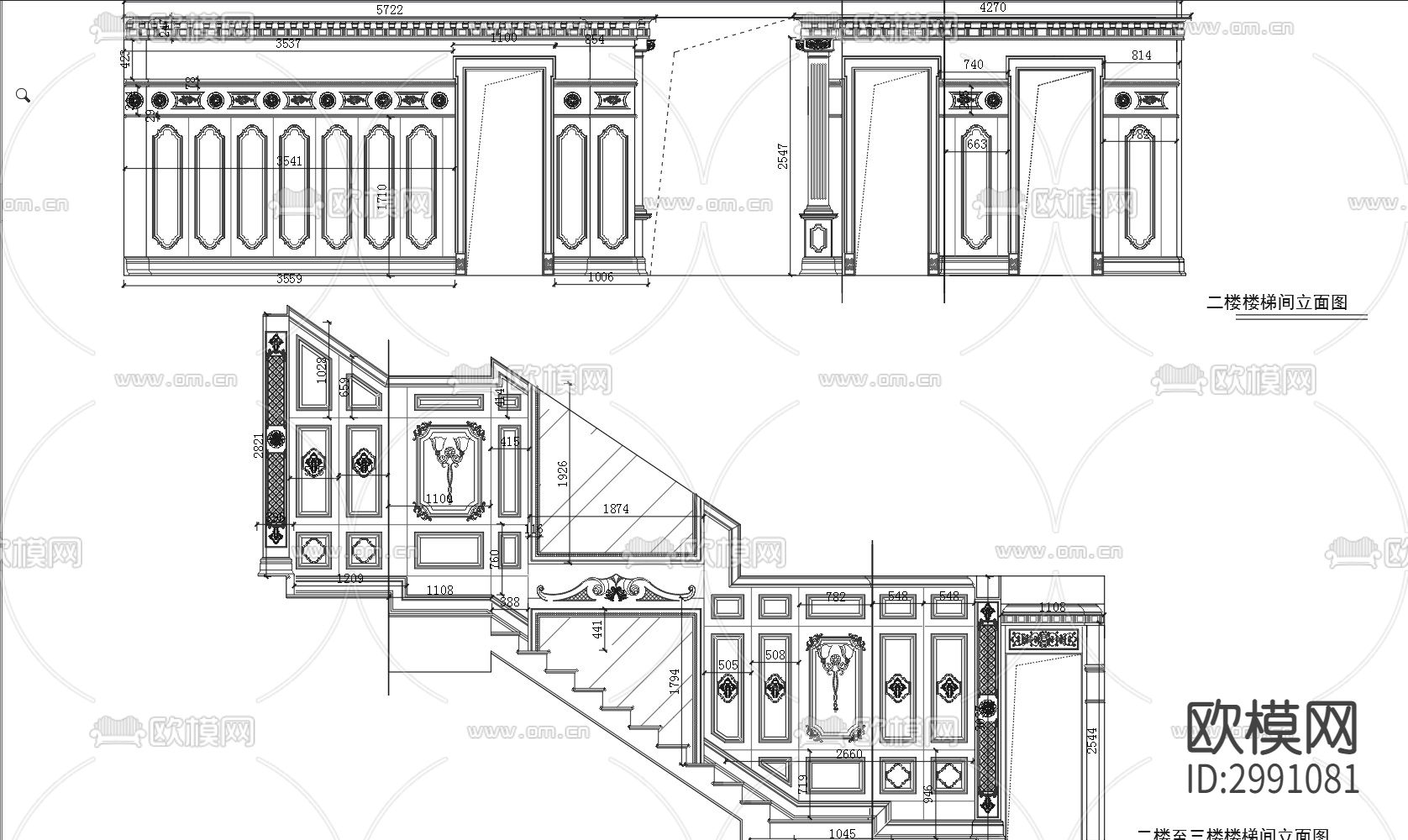 法式风格雕花模块cad图库下载（渲染图7）