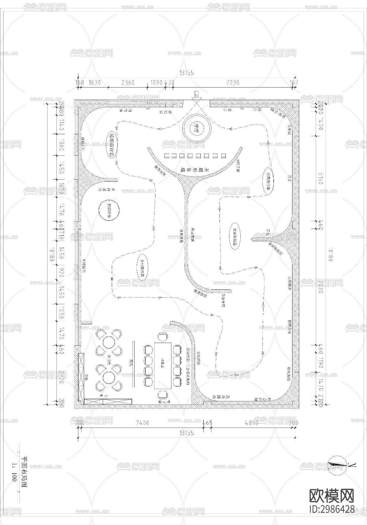党建展厅cad平面图下载