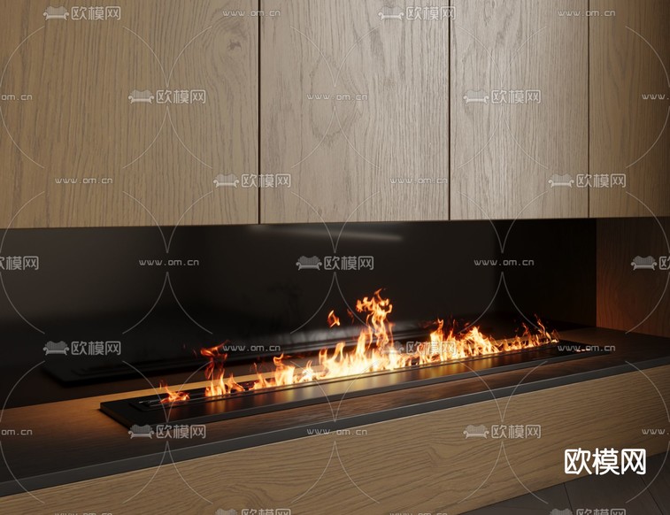 嵌入式壁炉 火焰3d模型下载