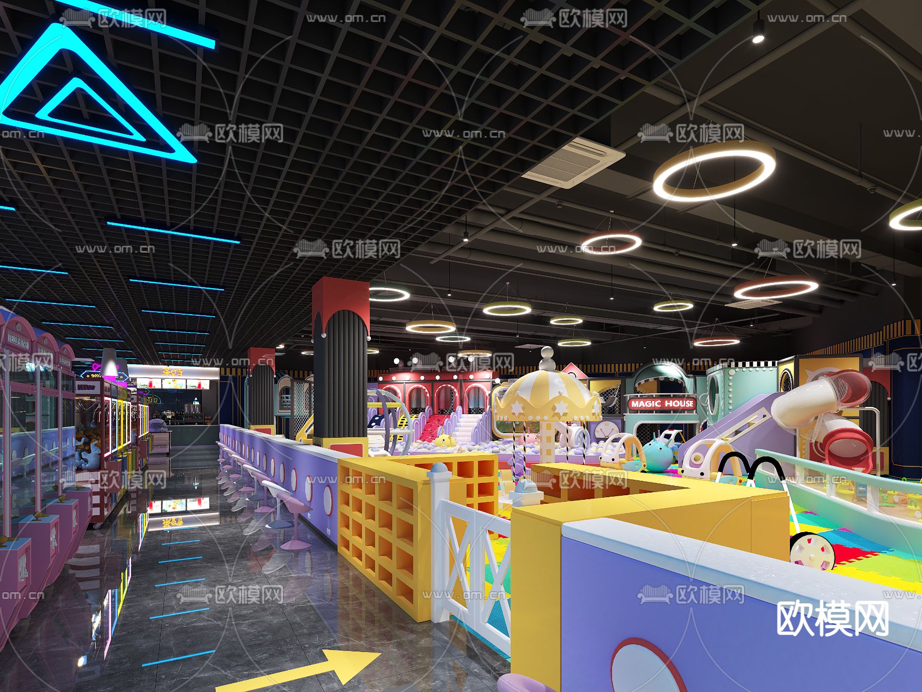 游戏厅 电玩城 娱乐城3d模型下载（渲染图8）