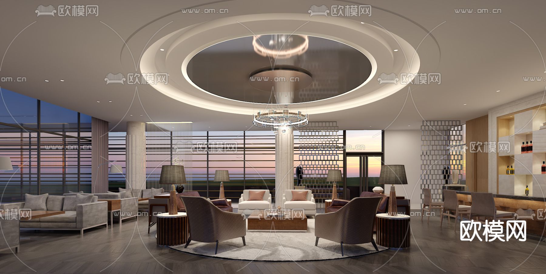 酒店会所 接待厅 会客室3d模型下载（渲染图1）