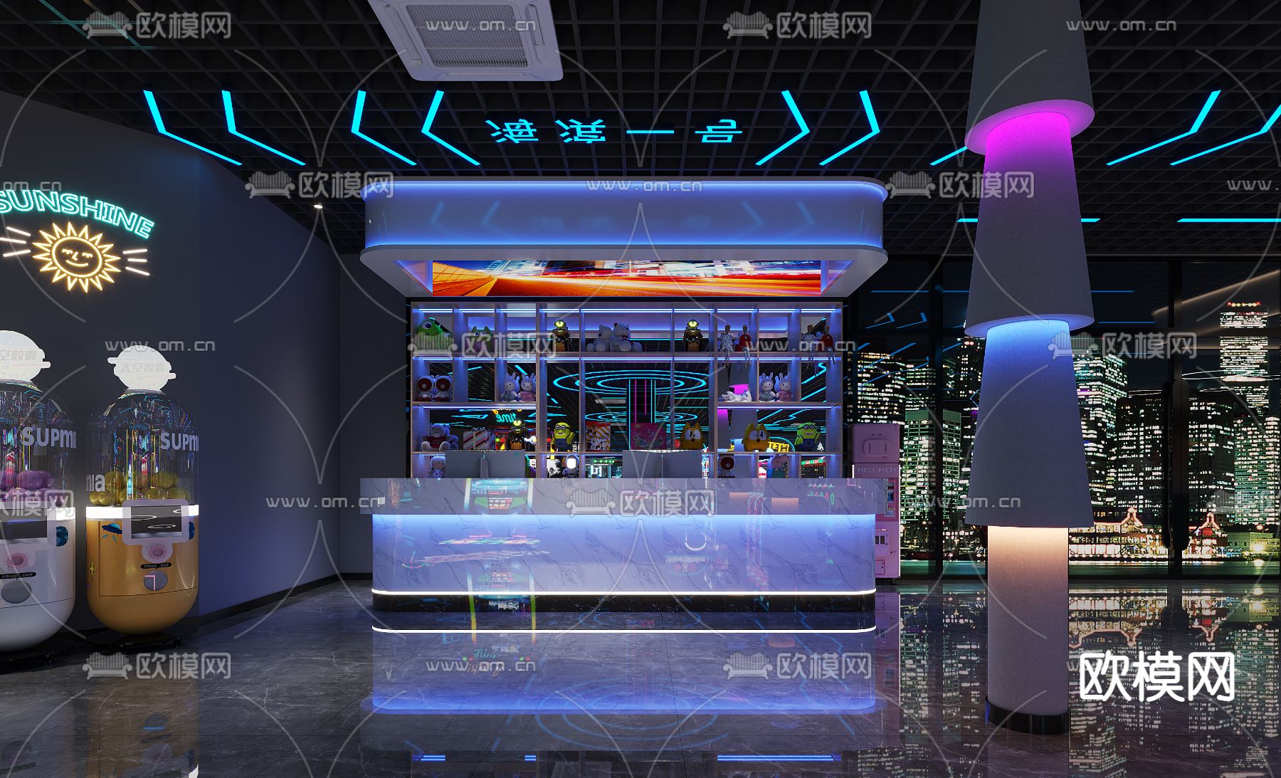 游戏厅 电玩城 娱乐城3d模型下载（渲染图2）