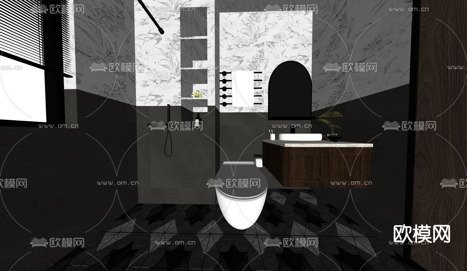 法式卫生间 浴室su模型下载（渲染图1）