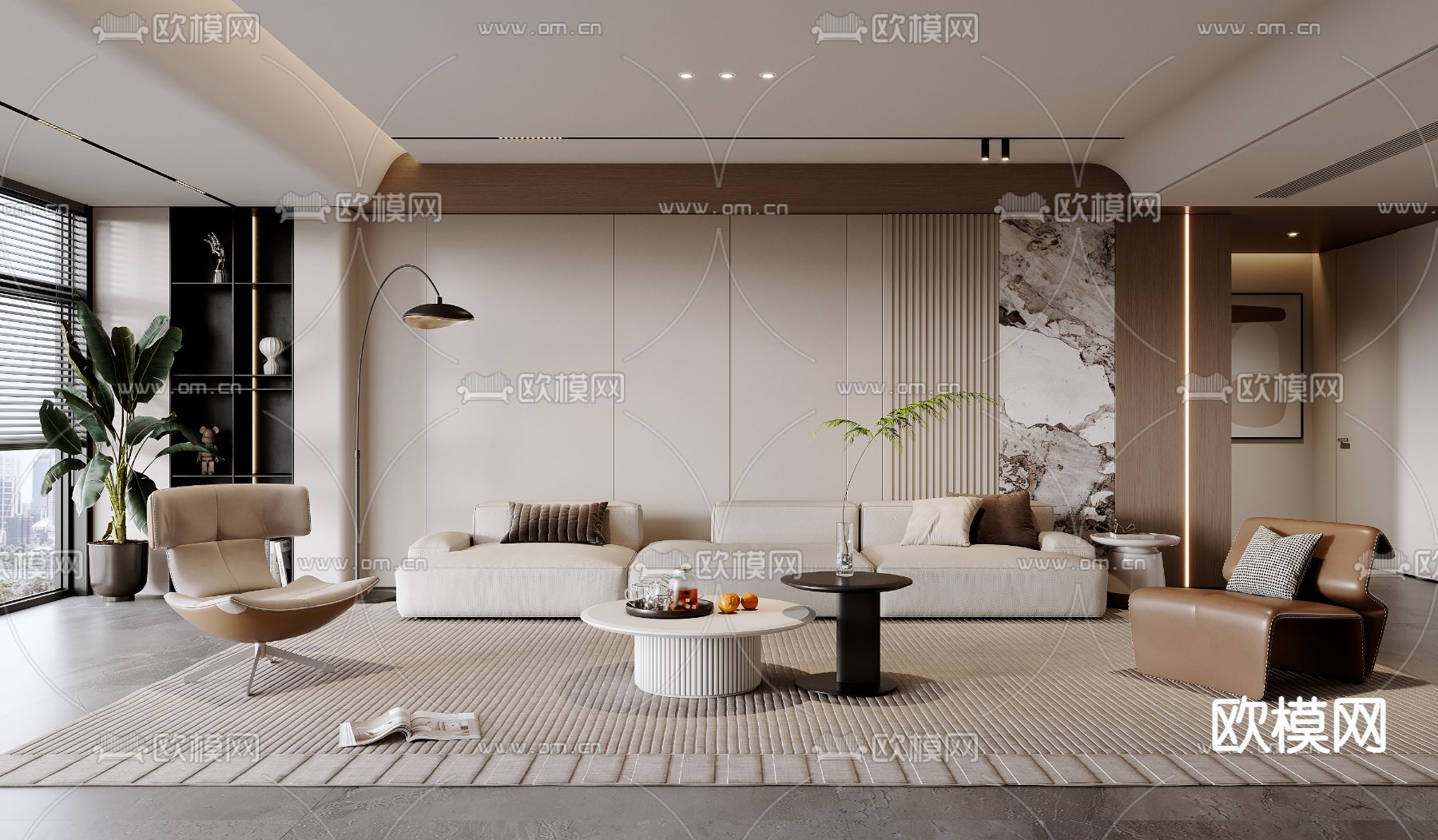 现代客厅3d模型下载