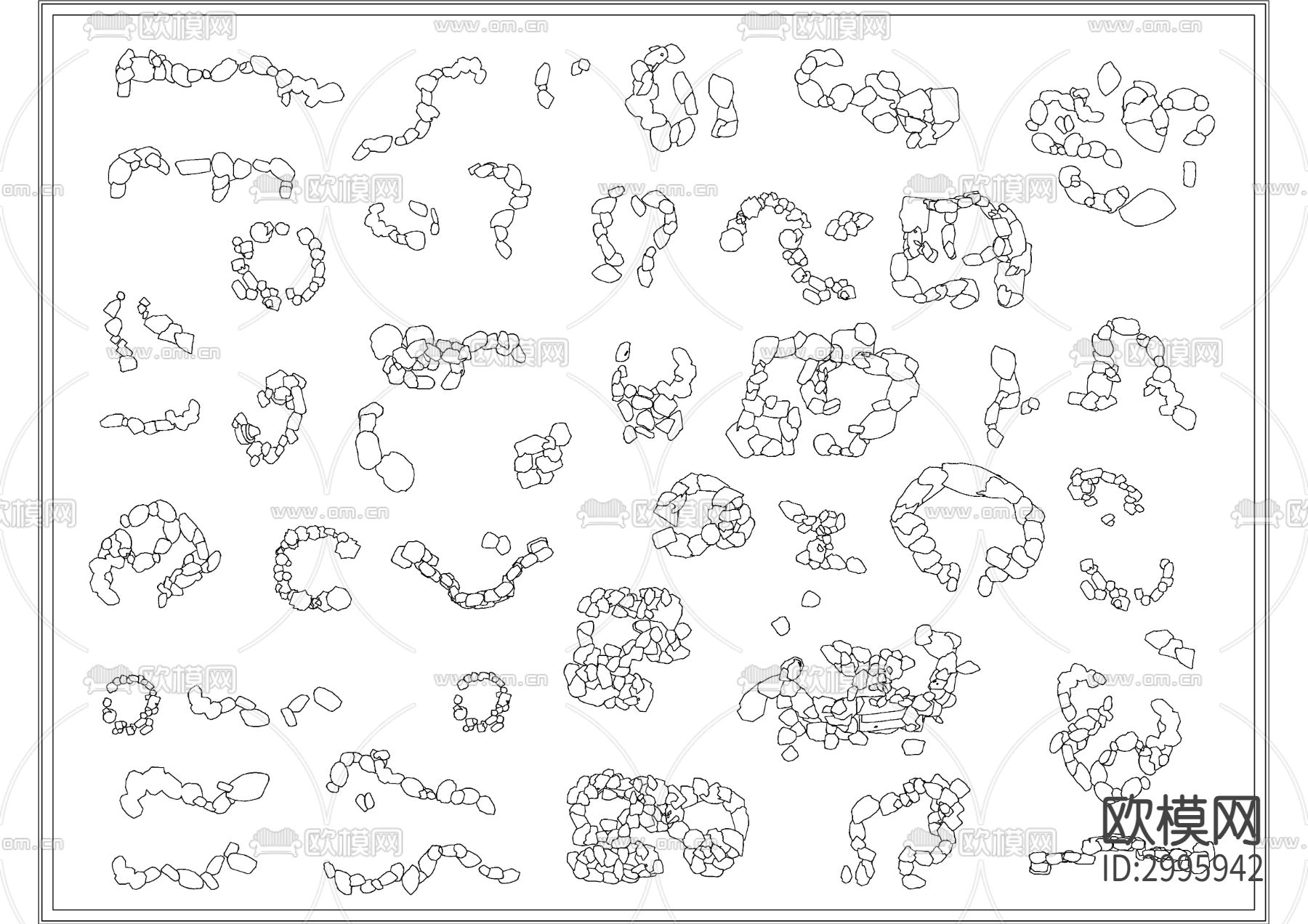 假山造景 石头景观 置石cad图库下载（渲染图2）