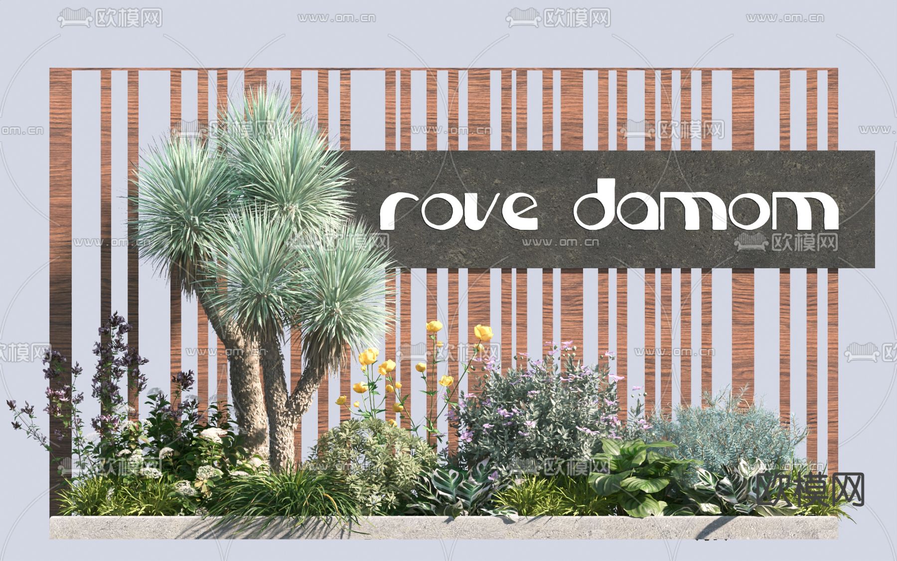 入户花镜 植物堆su模型下载（渲染图2）