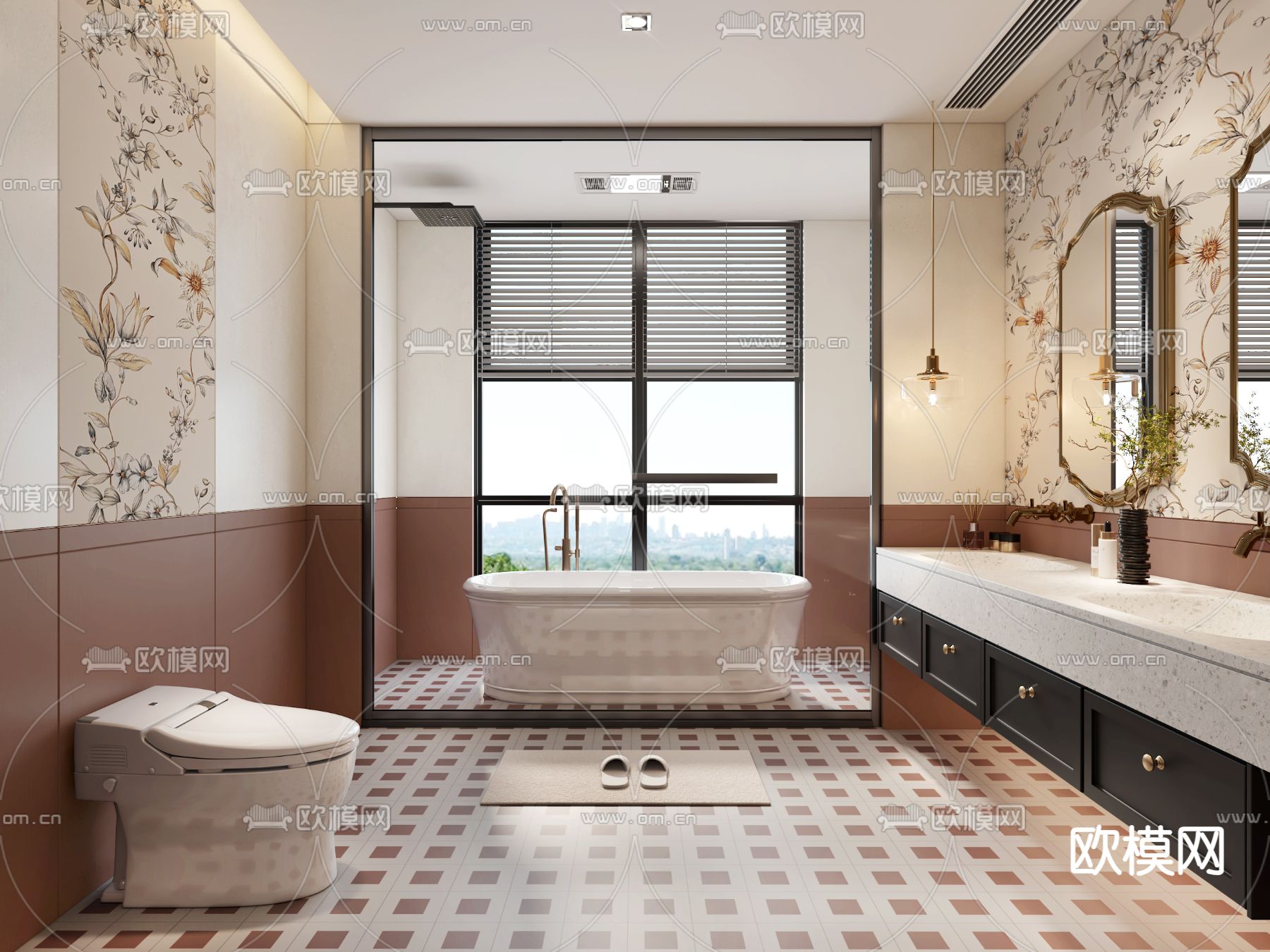 法式卫生间 浴室su模型下载（渲染图2）