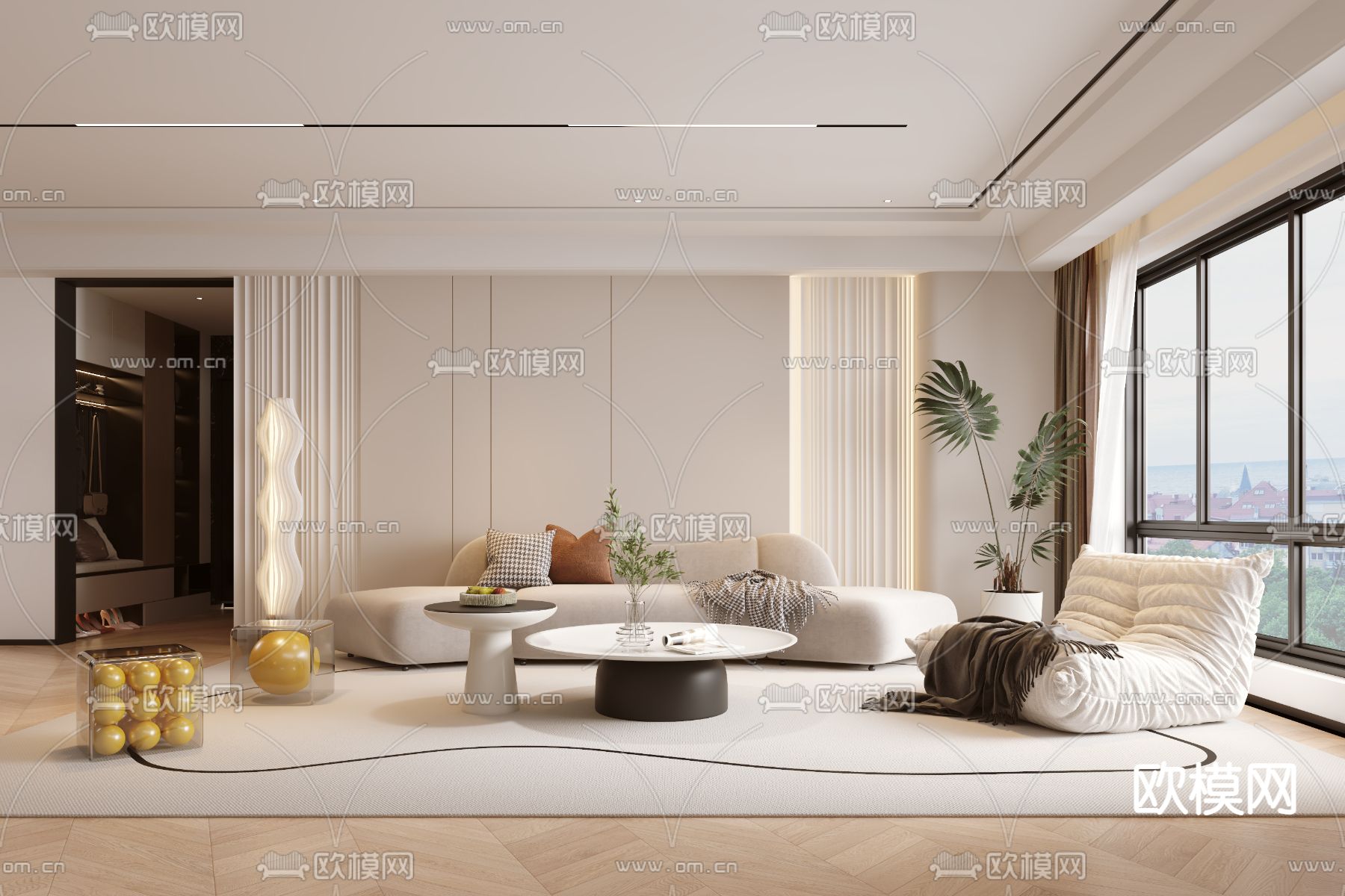 现代客厅3d模型下载