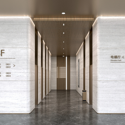  现代电梯厅su模型 