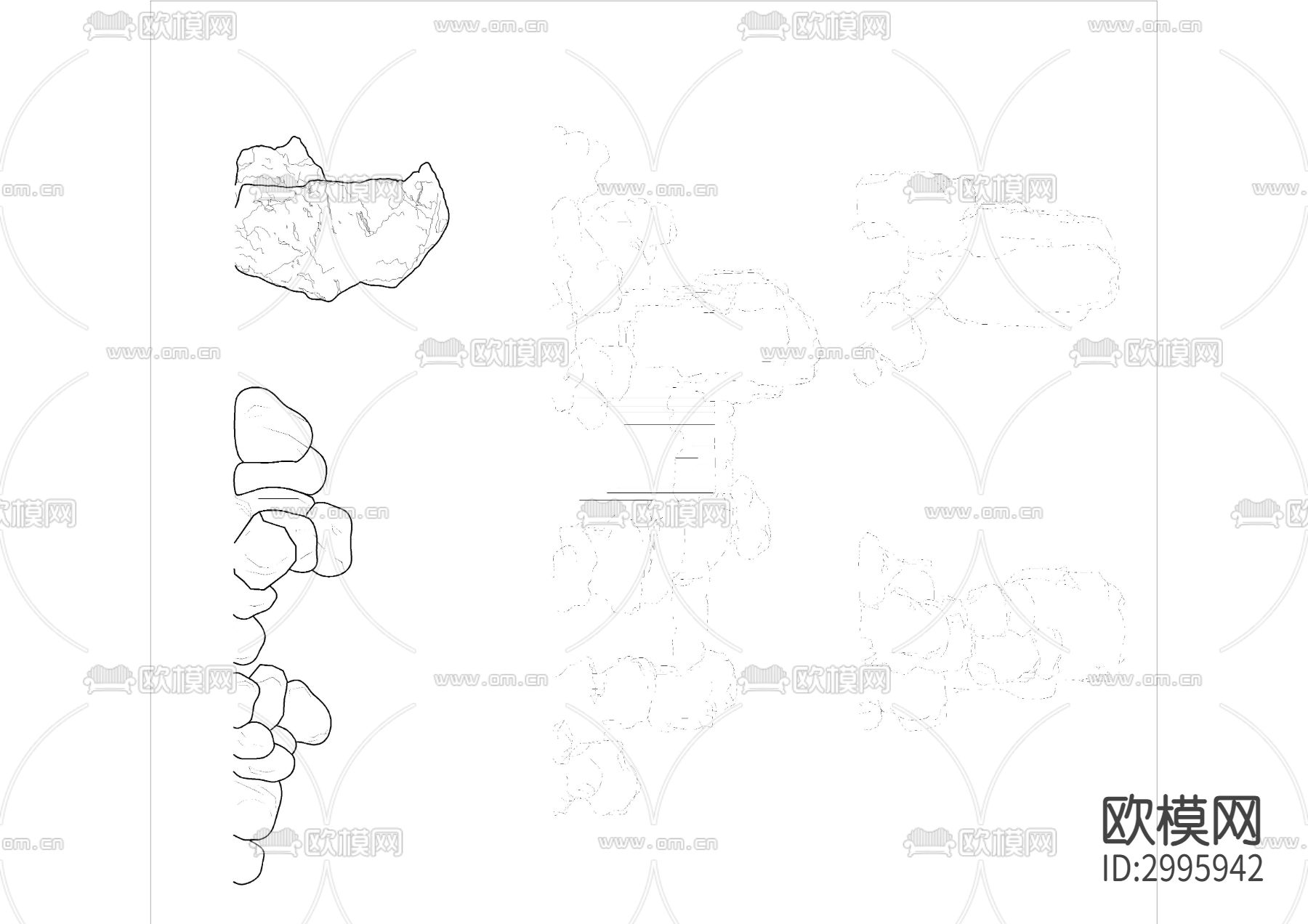 假山造景 石头景观 置石cad图库下载（渲染图10）