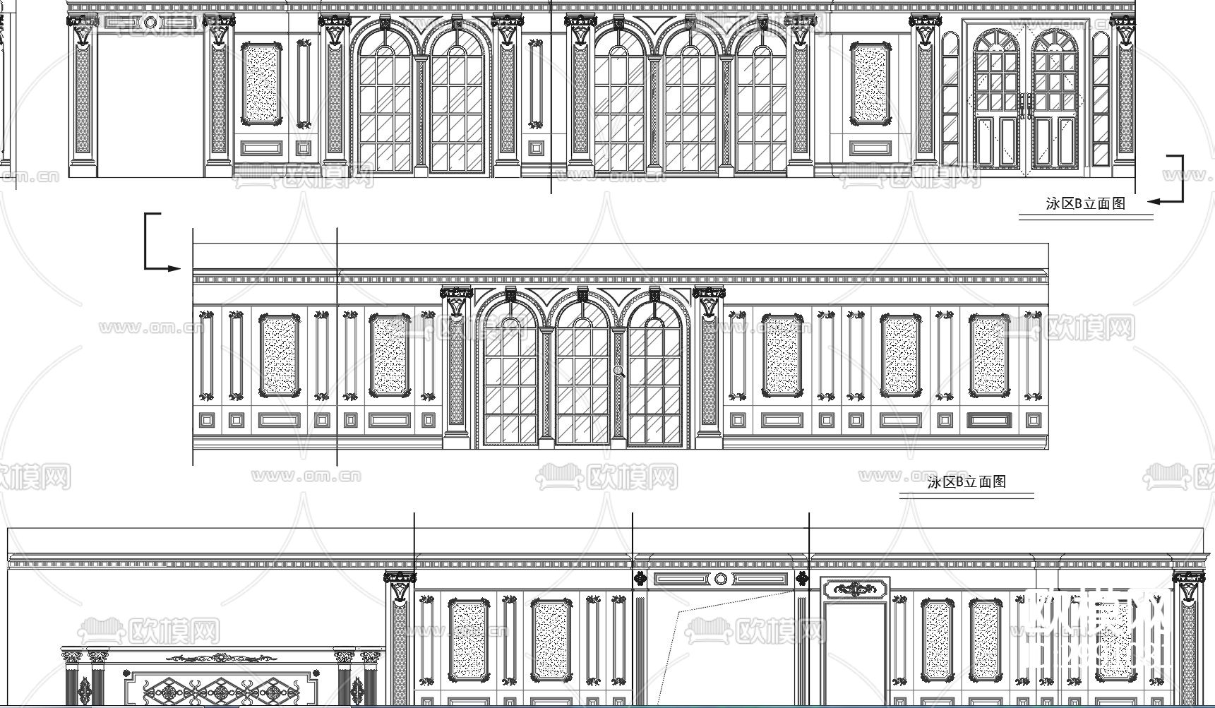 法式风格雕花模块cad图库下载（渲染图8）