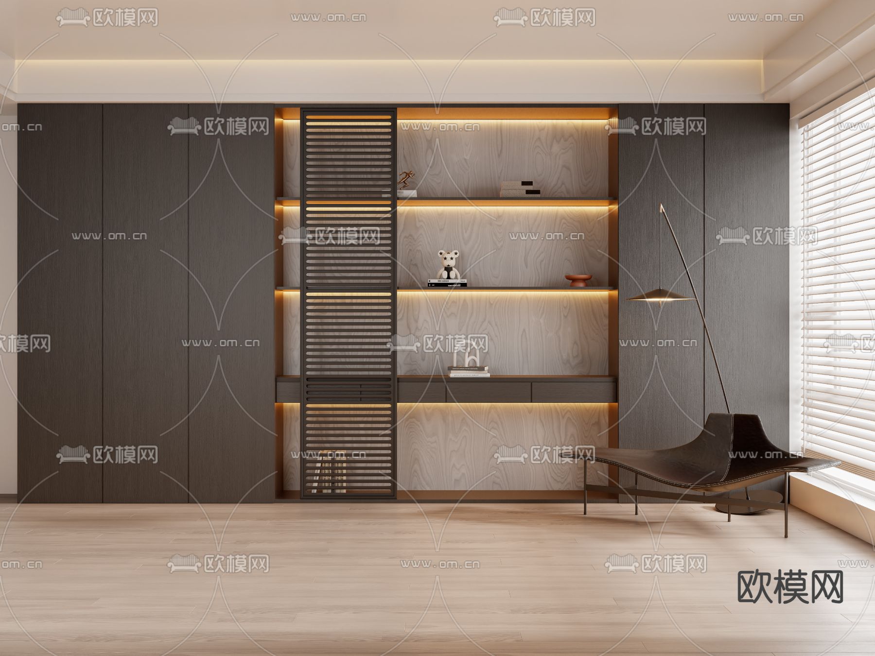 现代书柜 书架 装饰柜3d模型下载