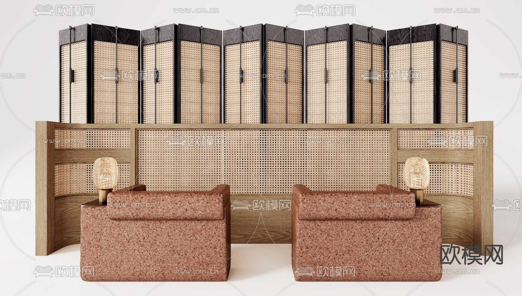 侘寂前台 接待台 服务台3d模型下载