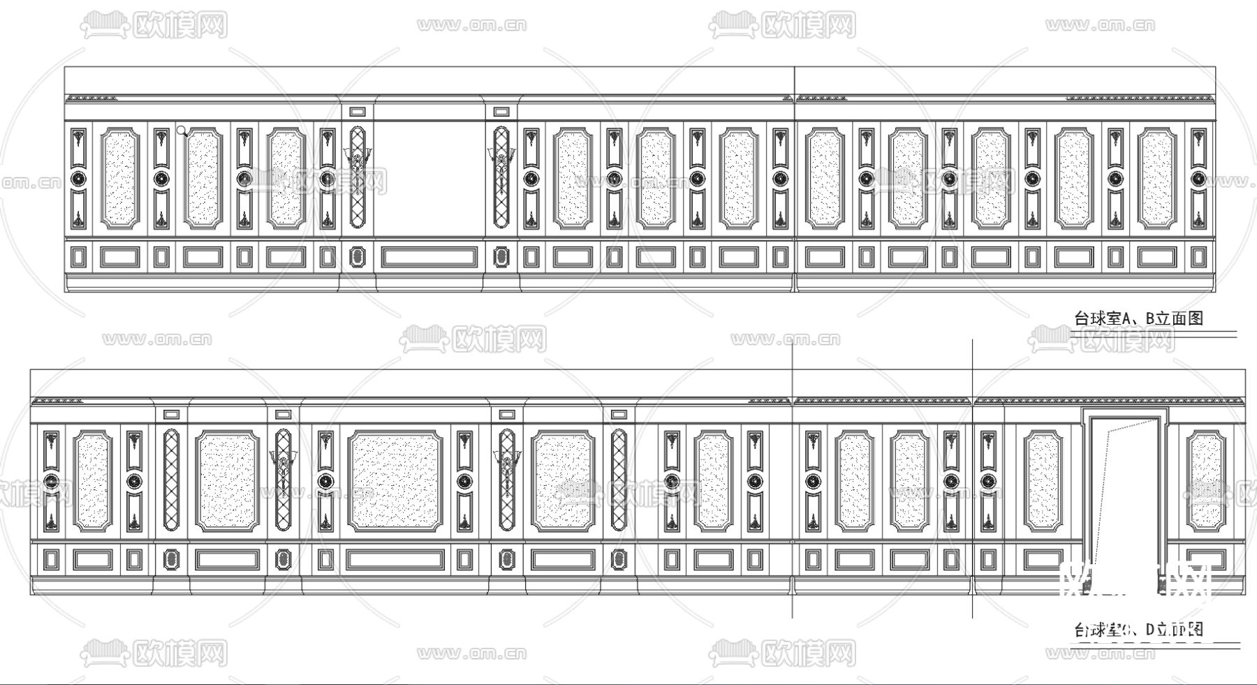 法式风格雕花模块cad图库下载（渲染图10）