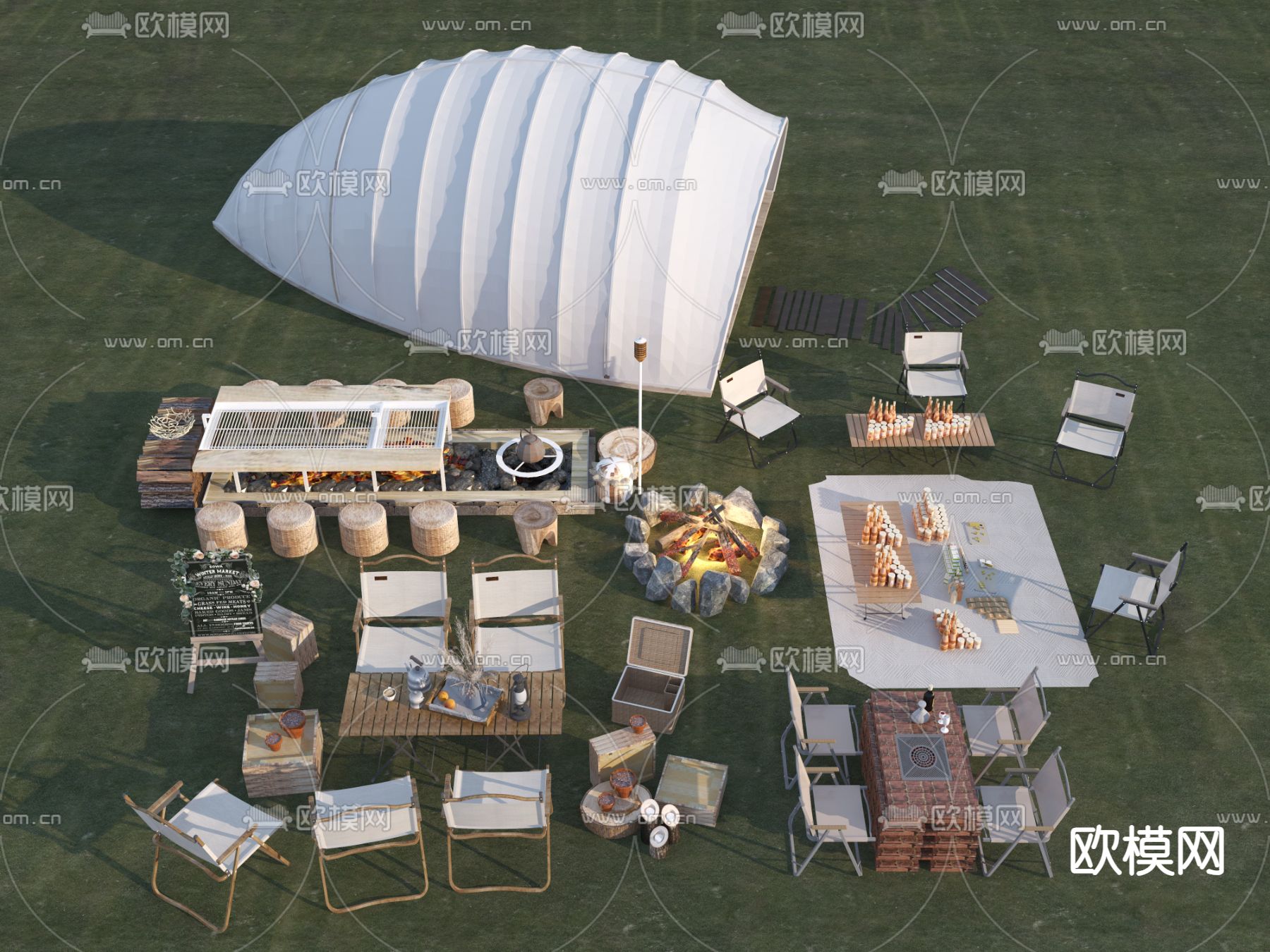 露营桌椅 户外桌椅3d模型下载