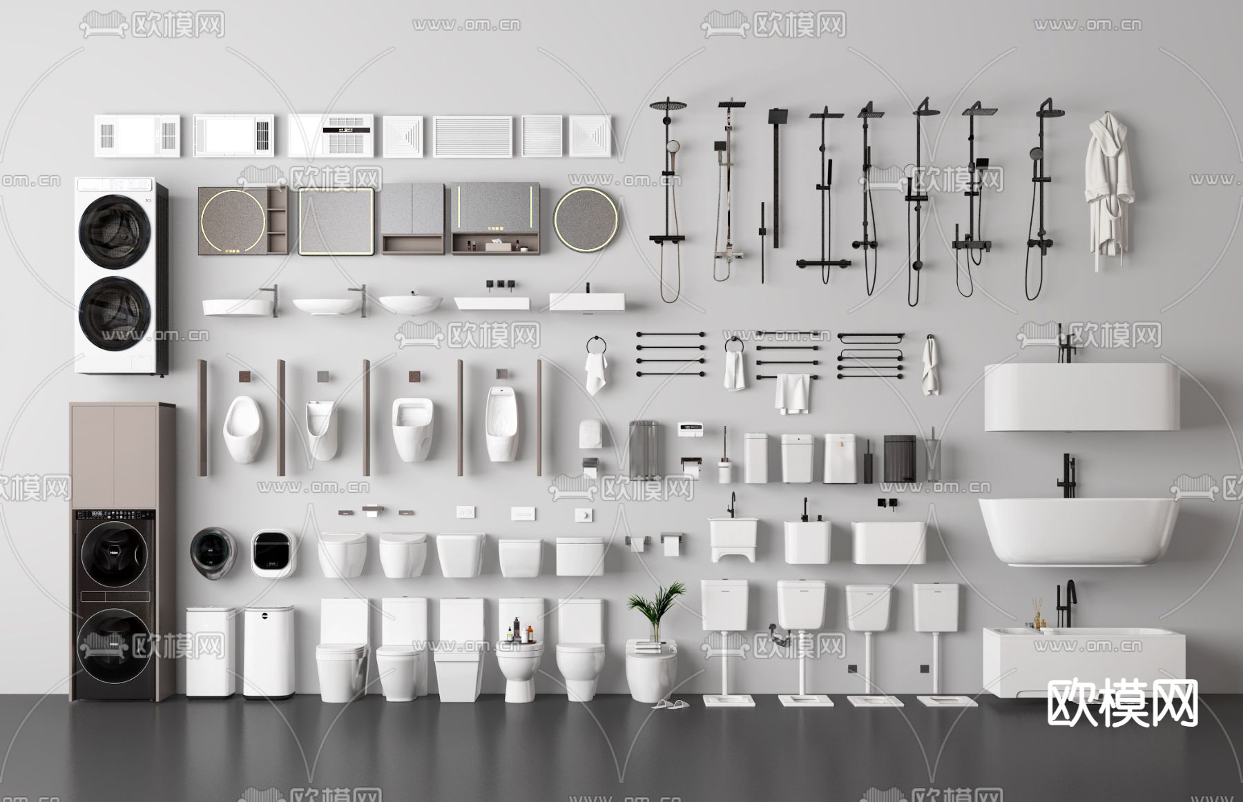 马桶 坐便器 浴缸 花洒 洁具3d模型下载