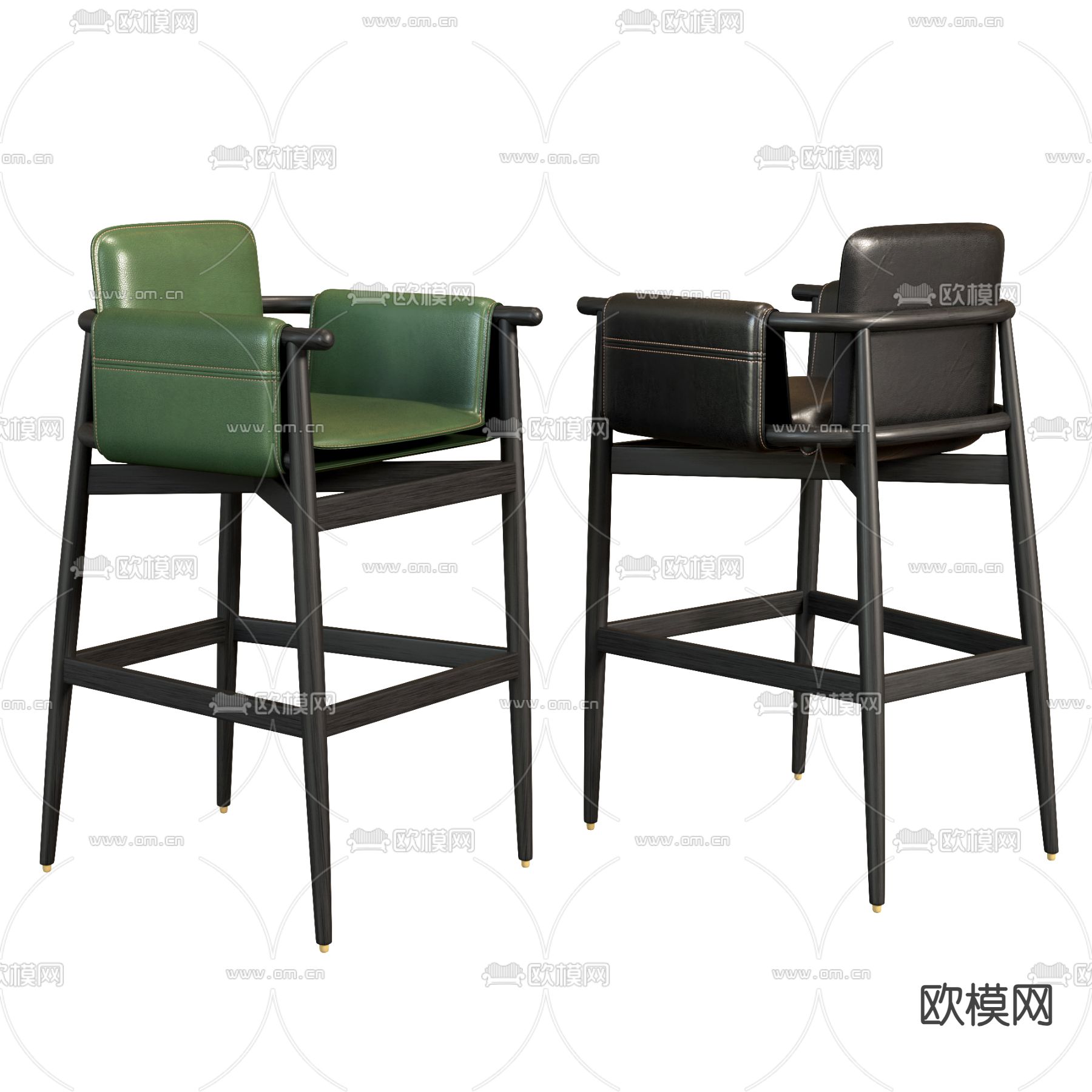 Poliform 皮革吧椅 吧凳 高脚凳3d模型下载（渲染图3）