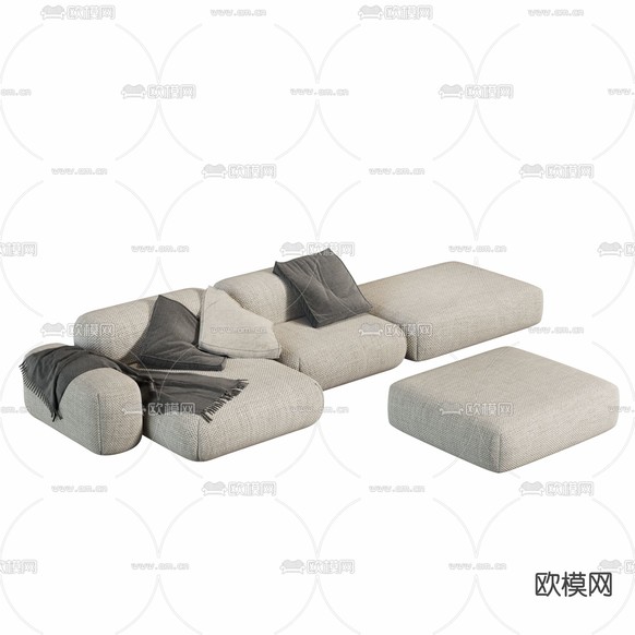 Dyvan Modular 多人沙发 模块沙发3d模型下载(渲染图3)