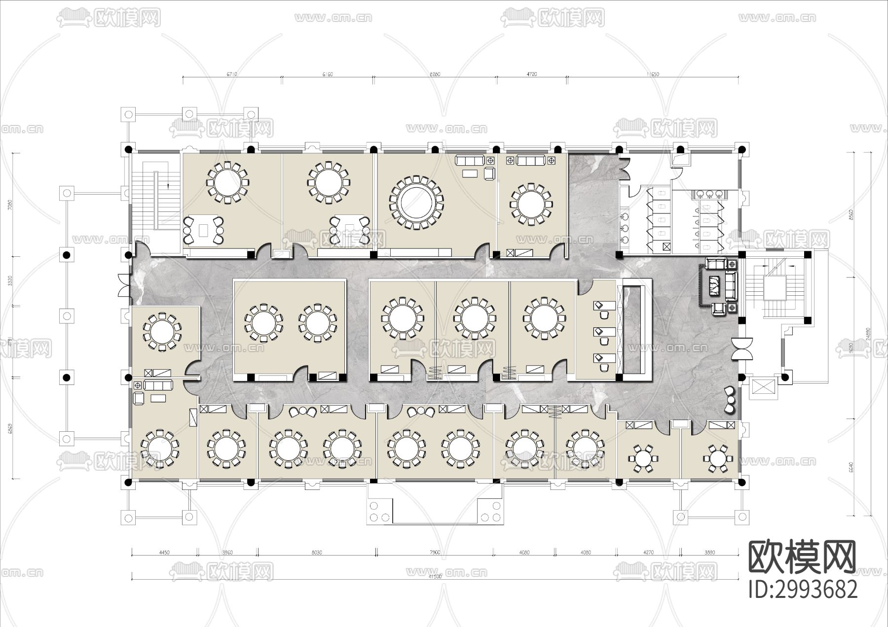 酒店餐厅包房cad平面图下载