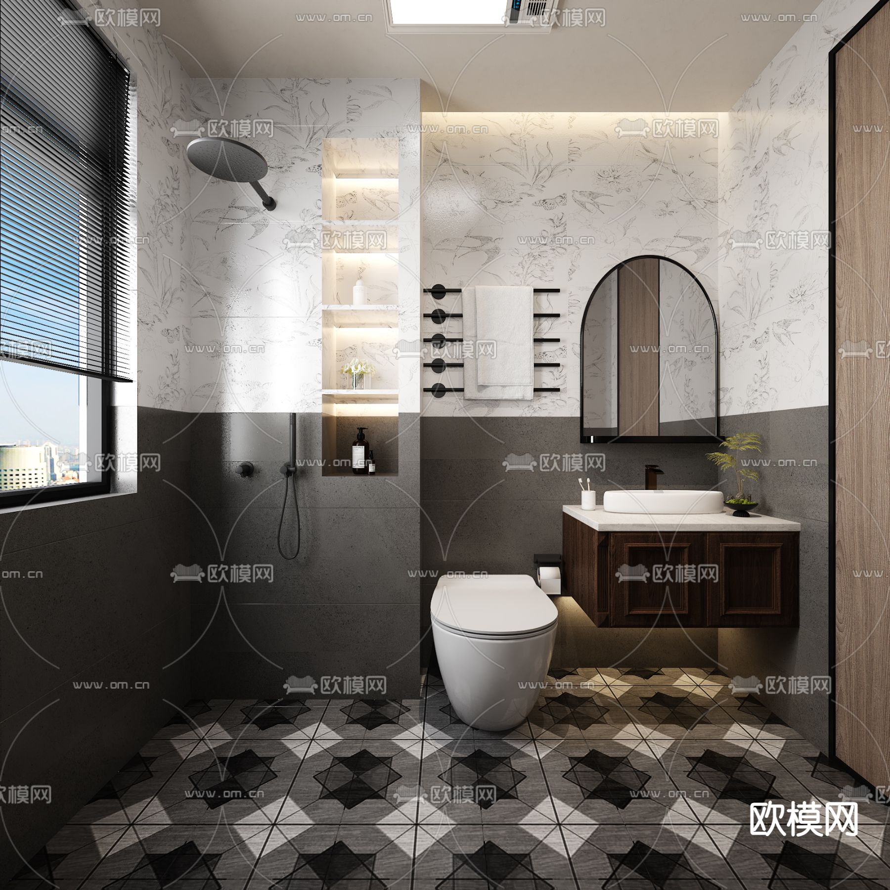 法式卫生间 浴室su模型下载（渲染图2）