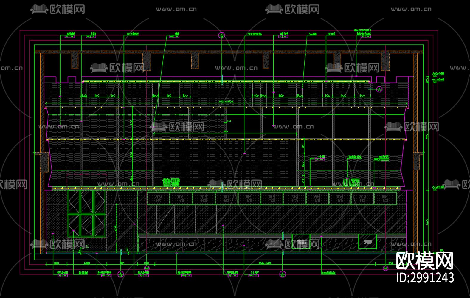 影城售卖厅cad施工图下载（渲染图2）