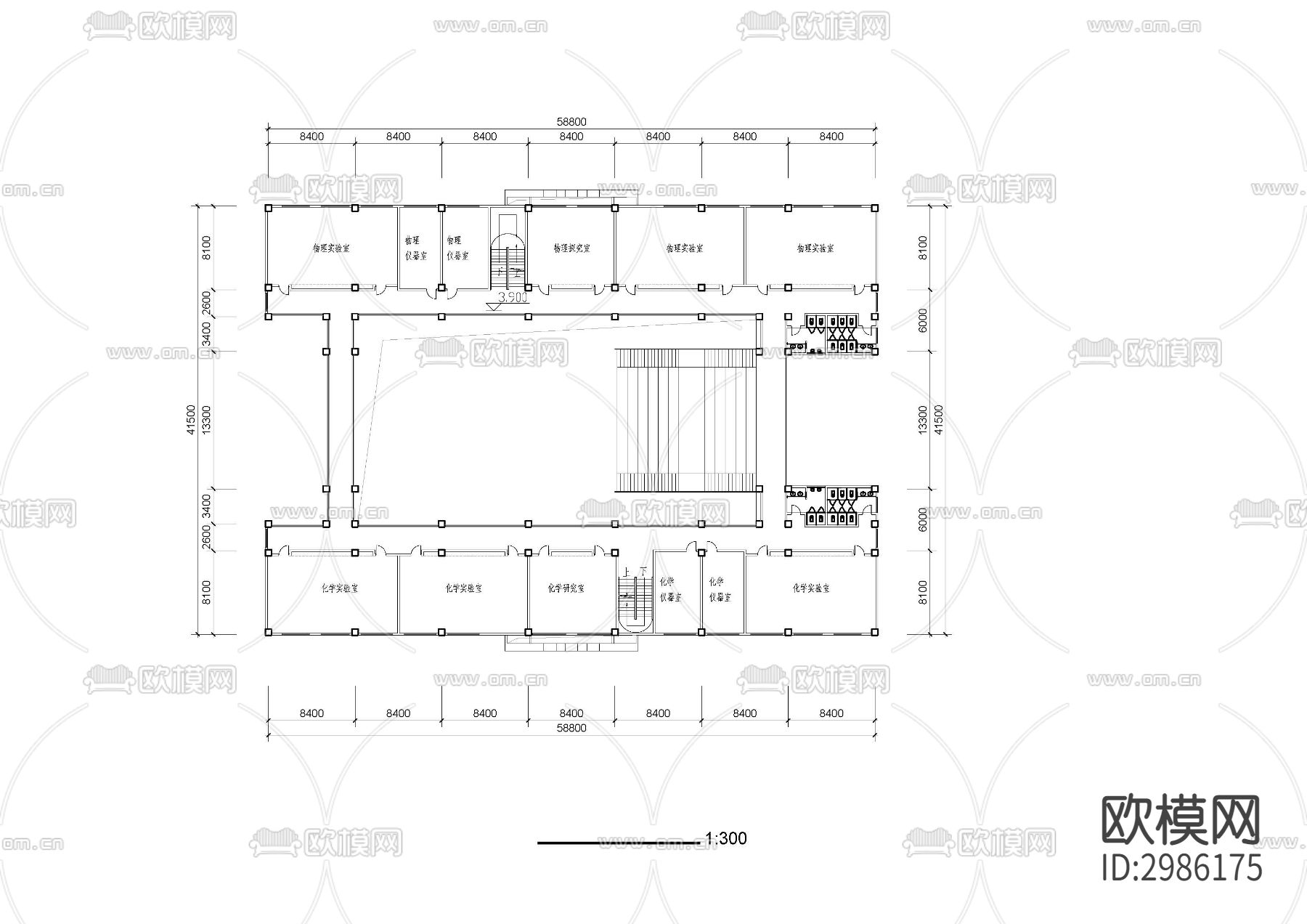 实验教学楼cad施工图下载（渲染图1）