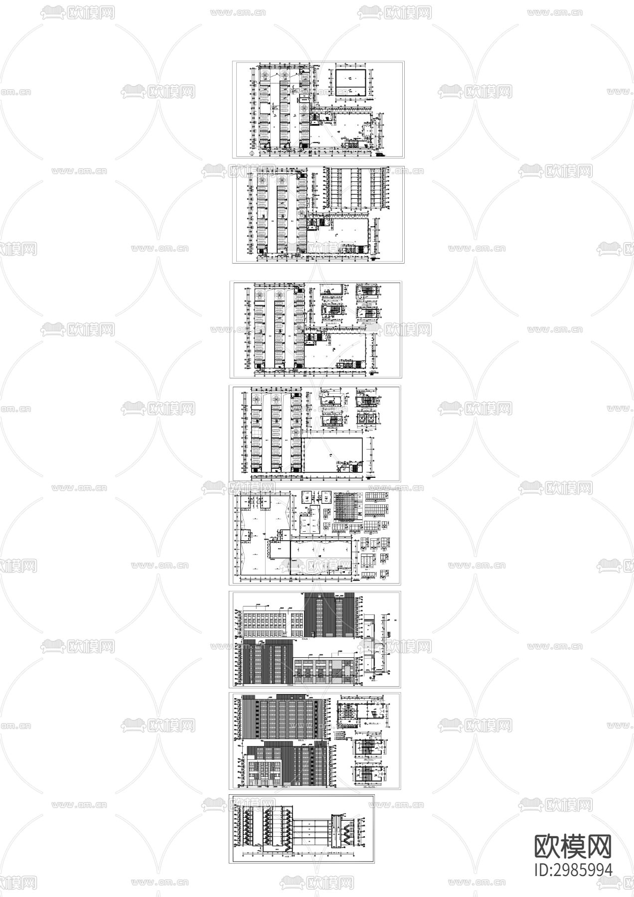 地上机械停车库cad施工图下载（渲染图3）