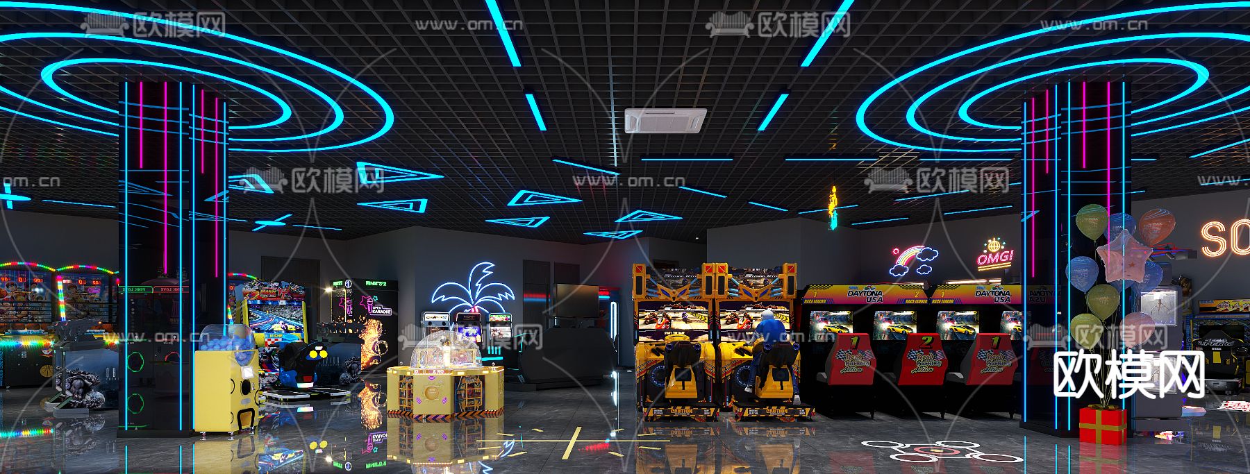 游戏厅 电玩城 娱乐城3d模型下载（渲染图3）