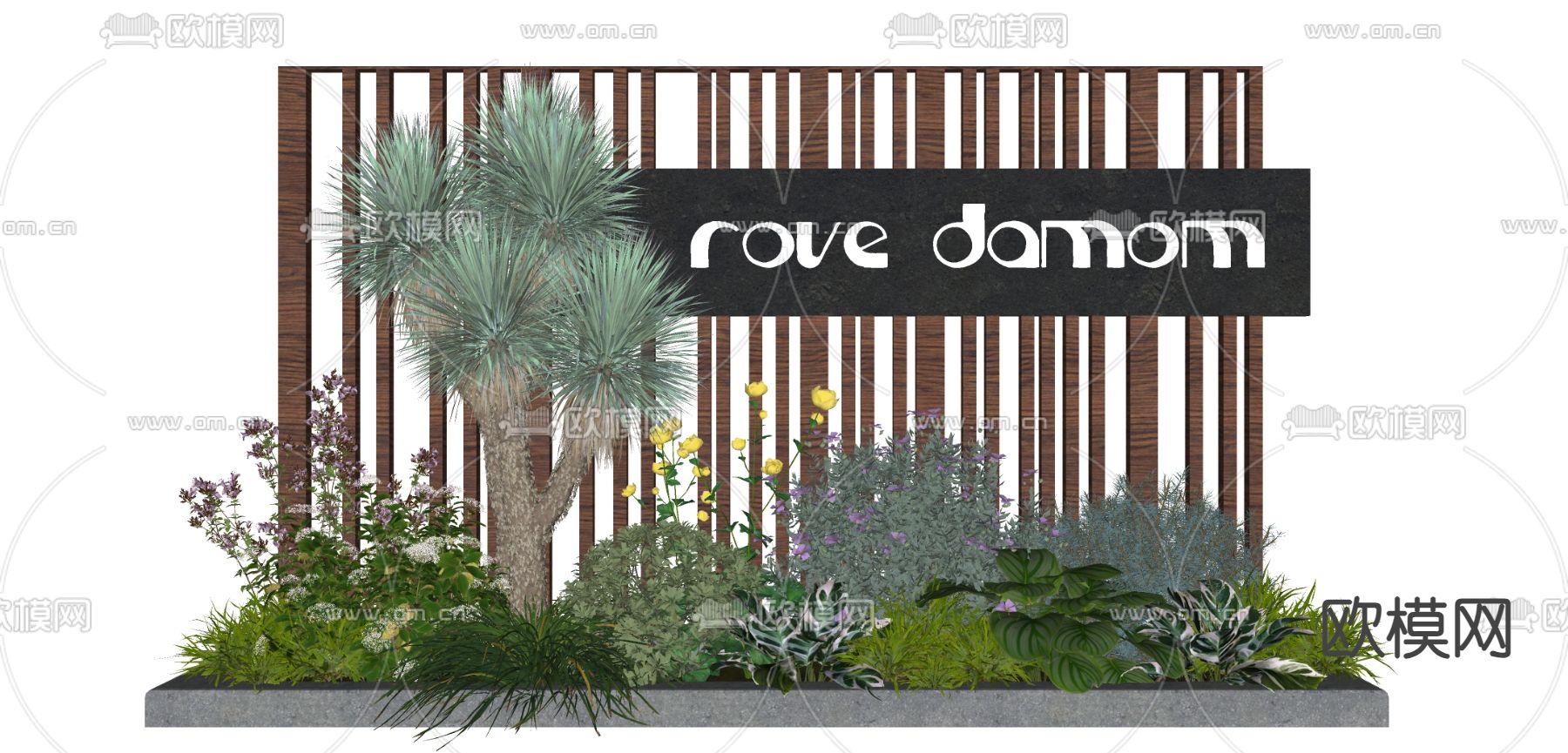 入户花镜 植物堆su模型下载（渲染图1）