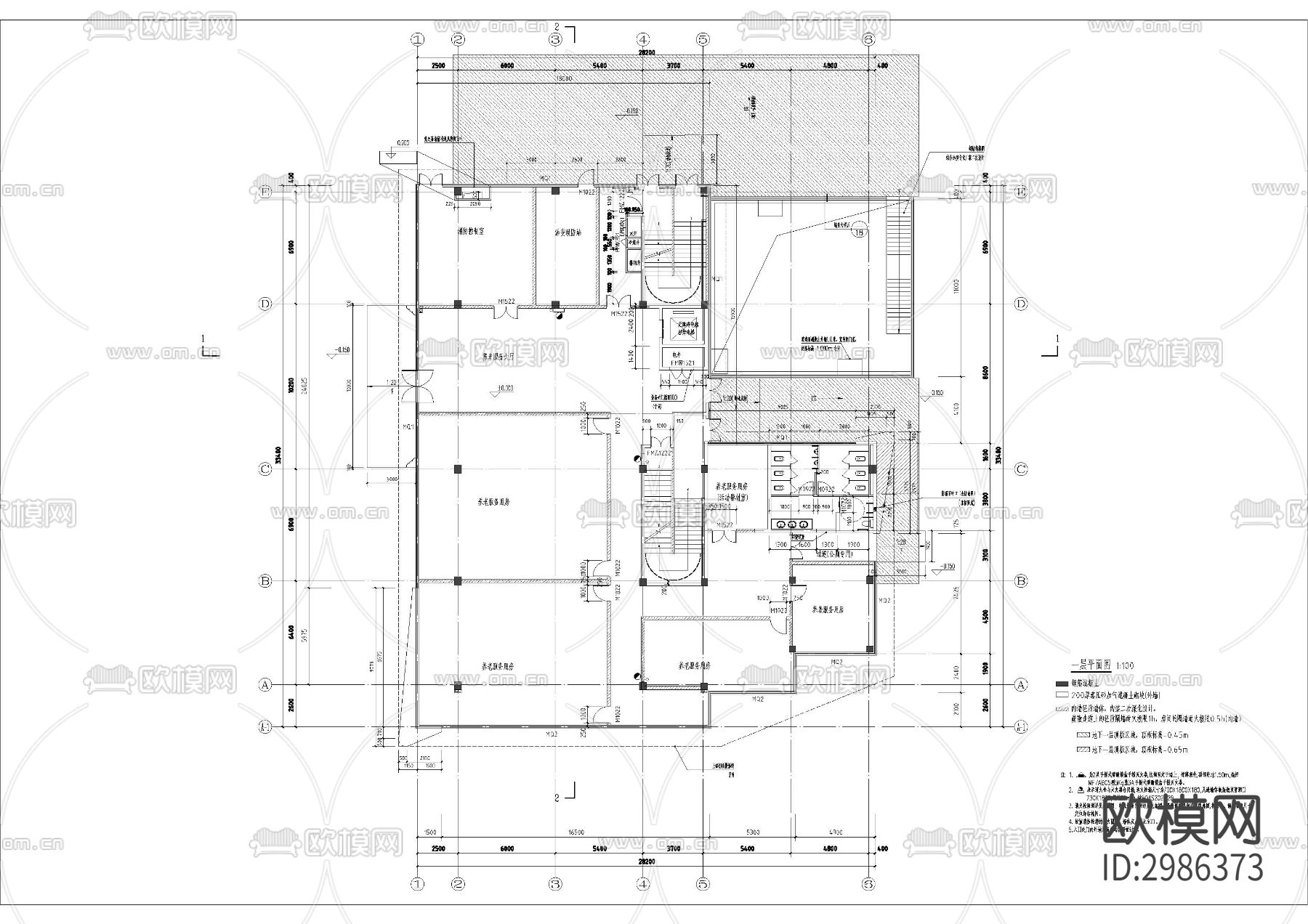 配套建筑（改造前售楼处）cad施工图下载（渲染图3）