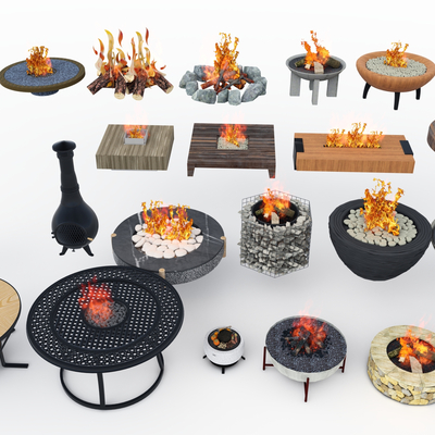  现代户外围炉 煮茶围炉 取暖围炉su模型 