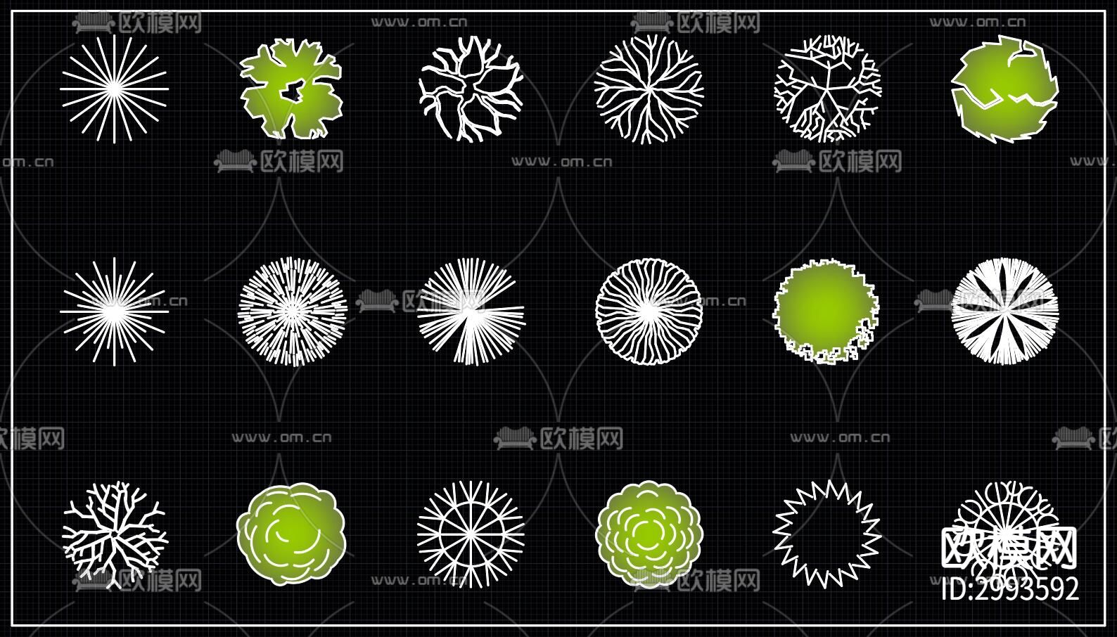 常用园林景观植物cad图库下载