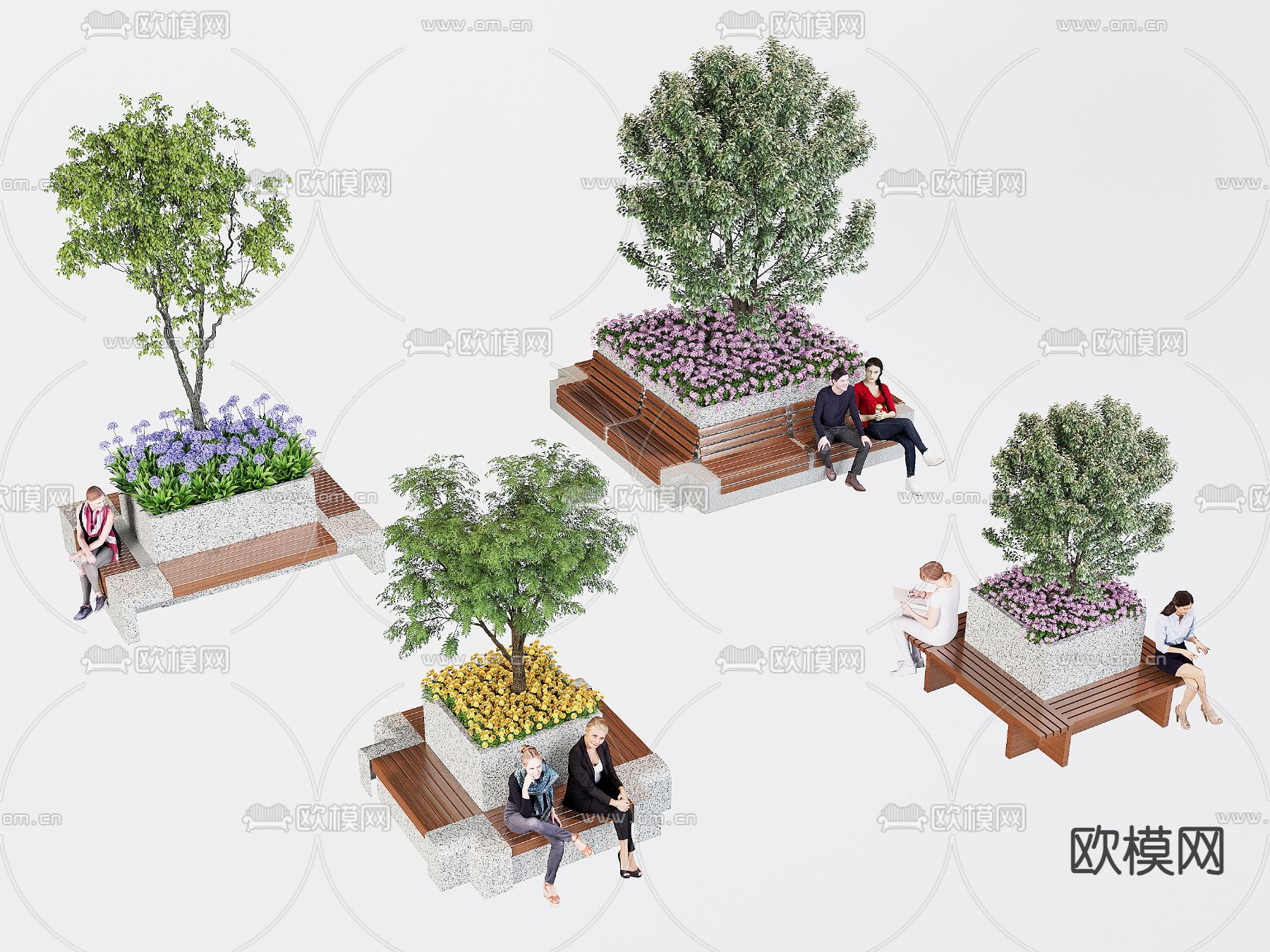 树池椅 公园椅 公共椅3d模型下载