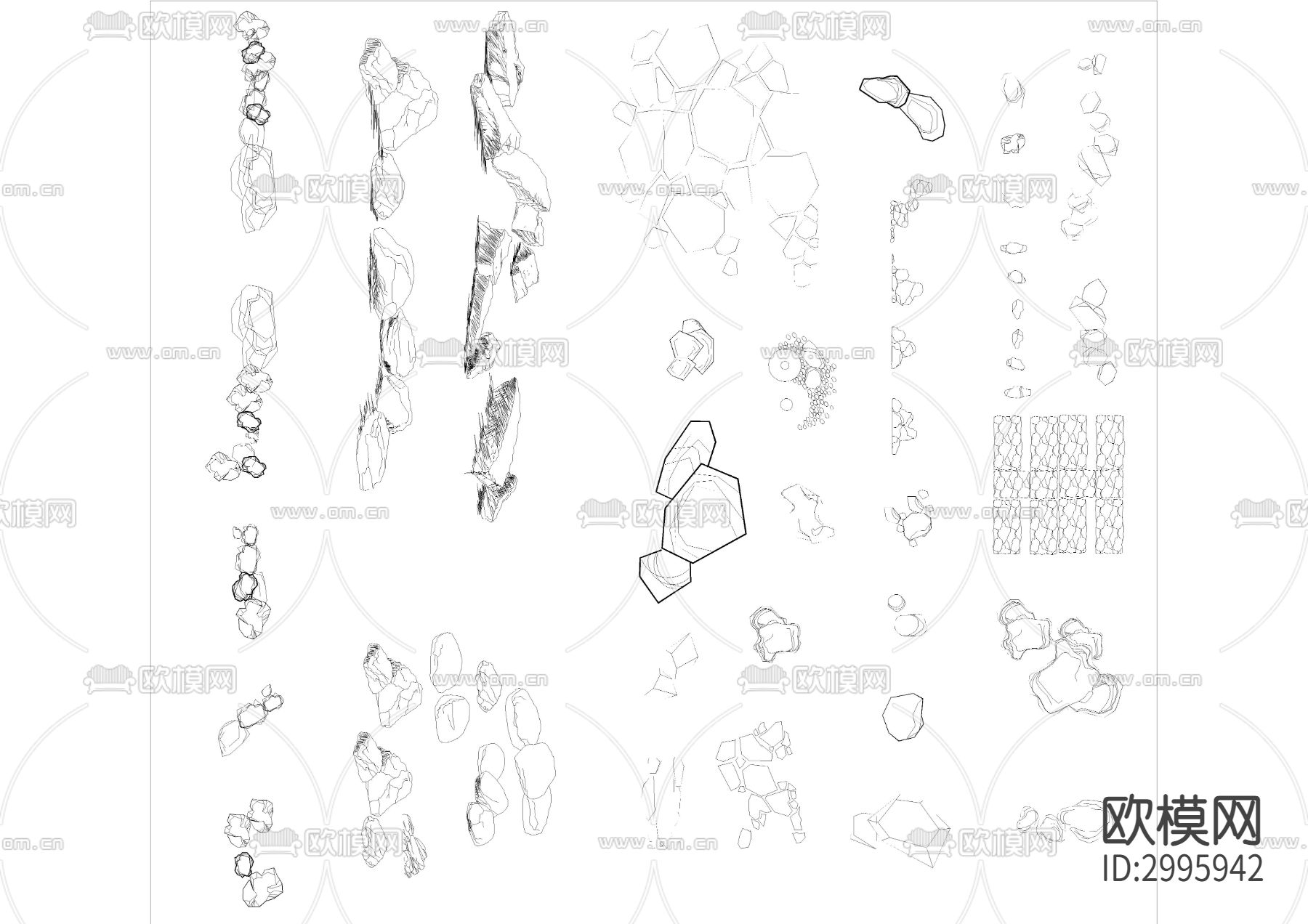 假山造景 石头景观 置石cad图库下载（渲染图8）