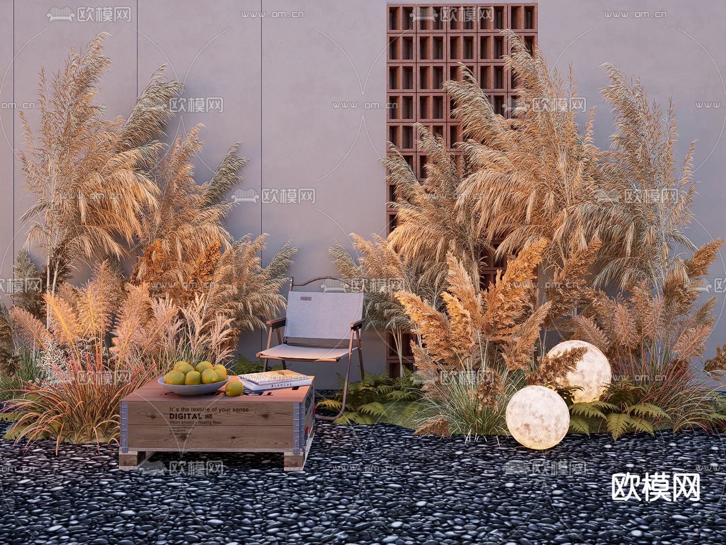 芦苇 穗 花草 狼尾草 植物堆su模型下载（渲染图2）