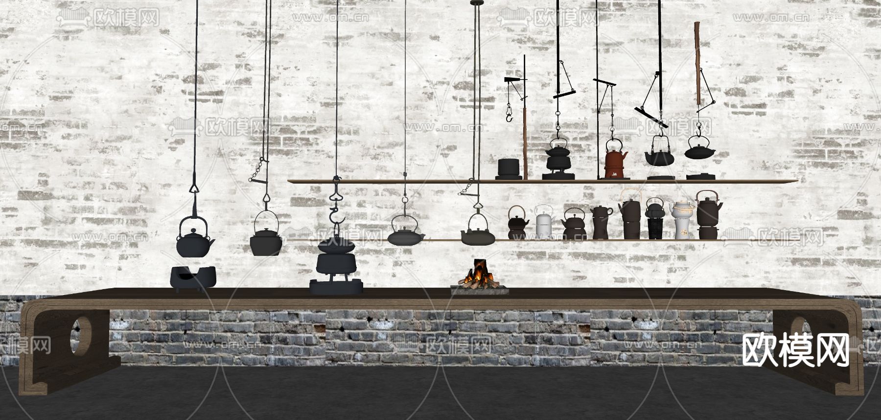 现代户外围炉 煮茶围炉 取暖围炉su模型下载（渲染图1）