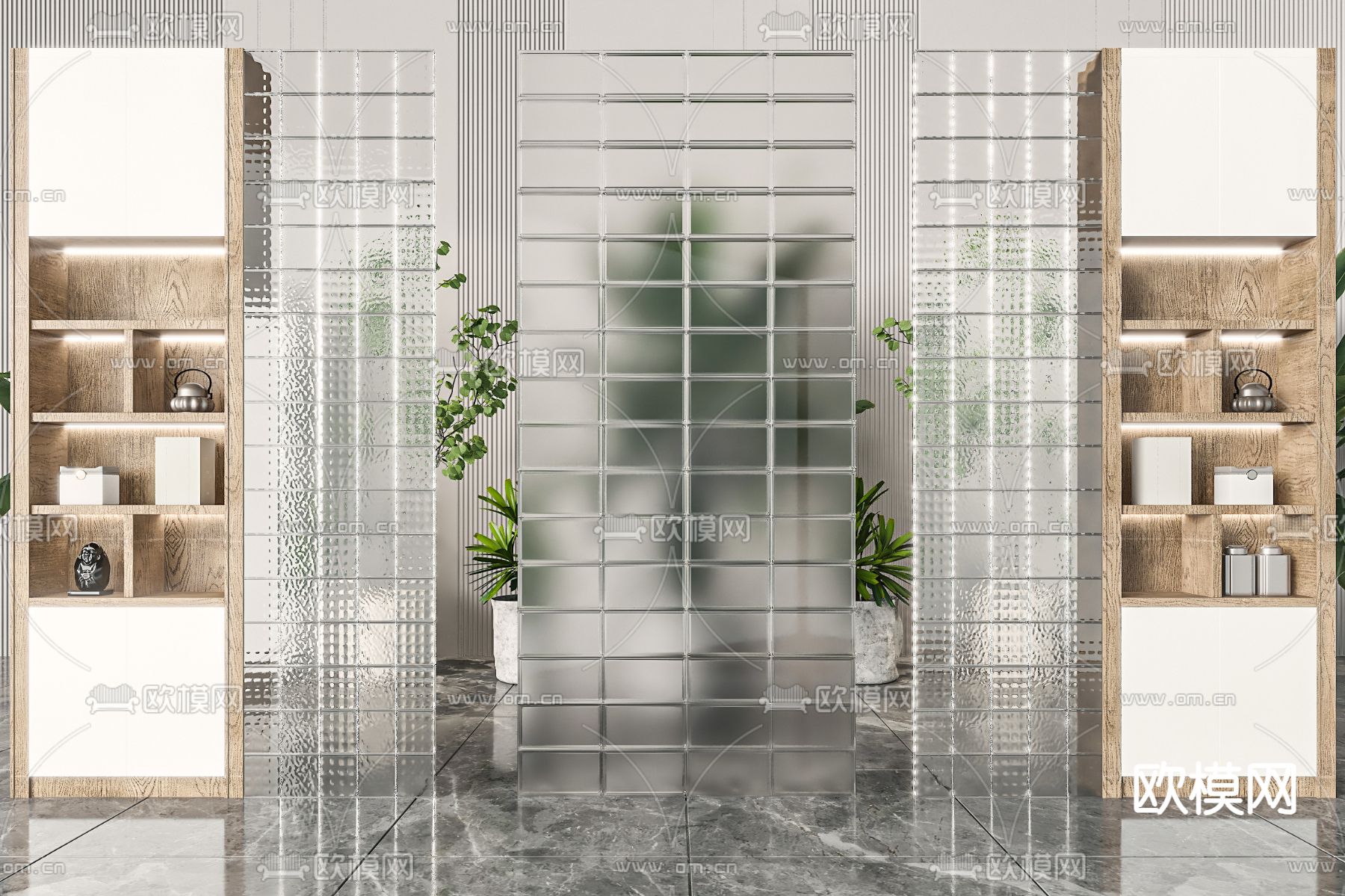 玻璃砖屏风 隔断3d模型下载