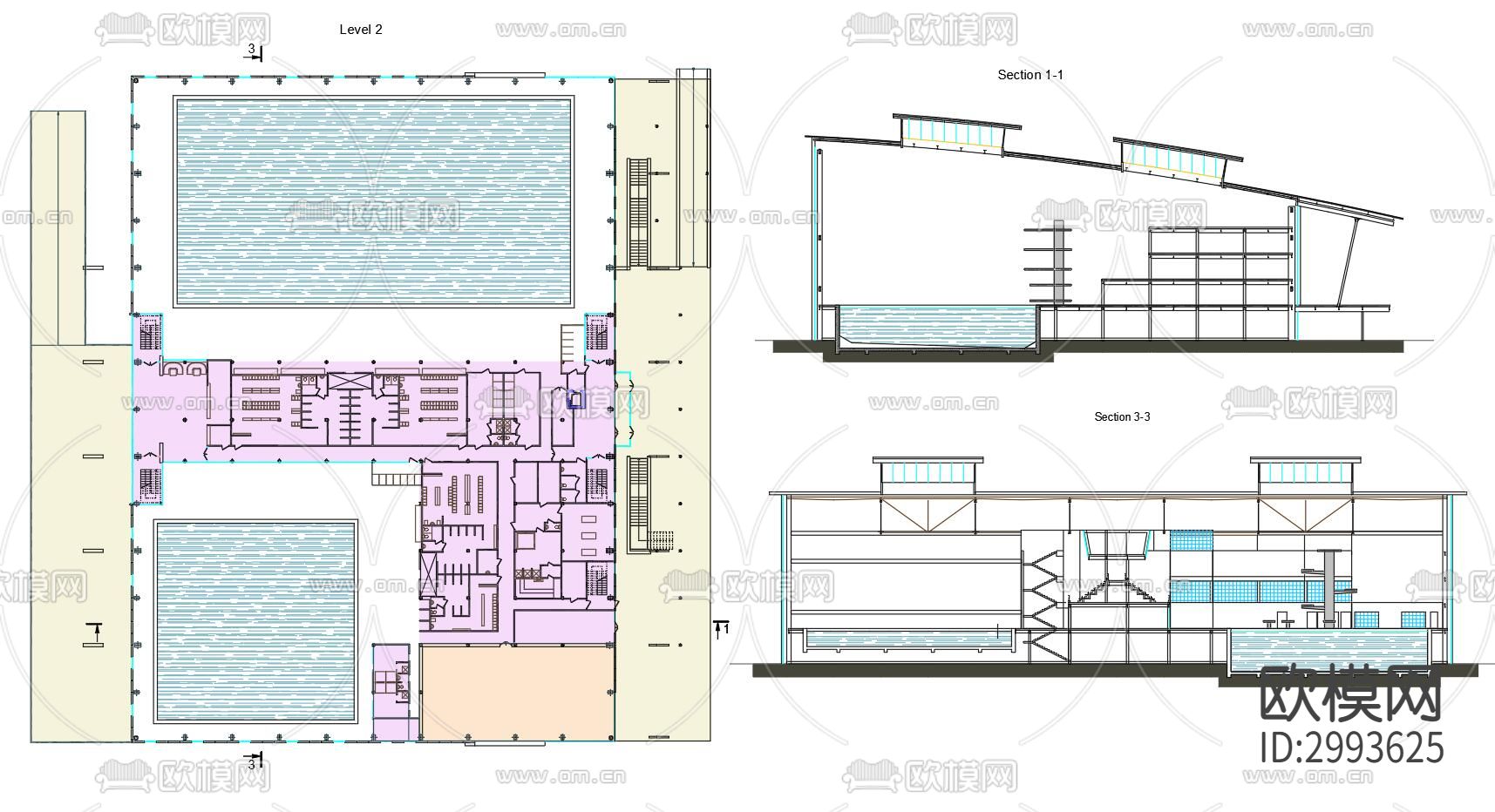 游泳池cad大样图下载（渲染图1）