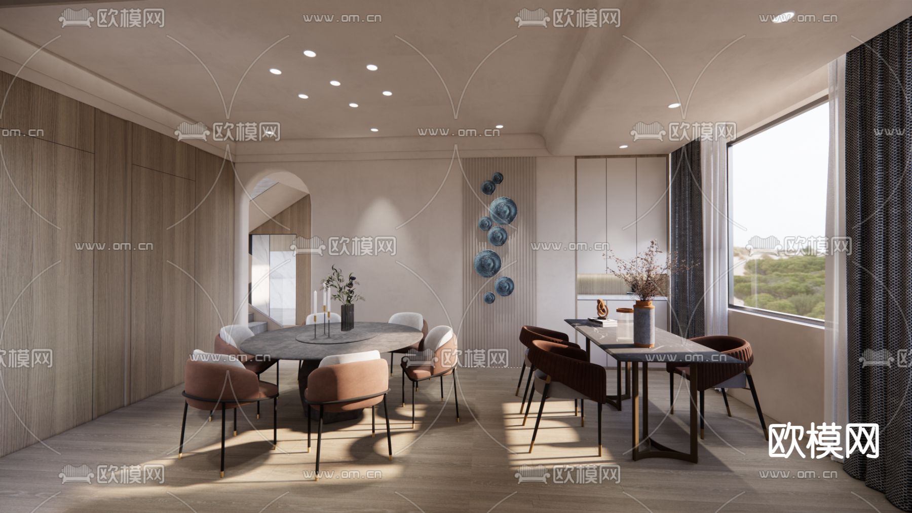 现代别墅 客餐厅su模型下载（渲染图3）