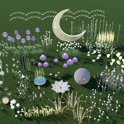  景观灯 草坪灯 星星灯su模型 